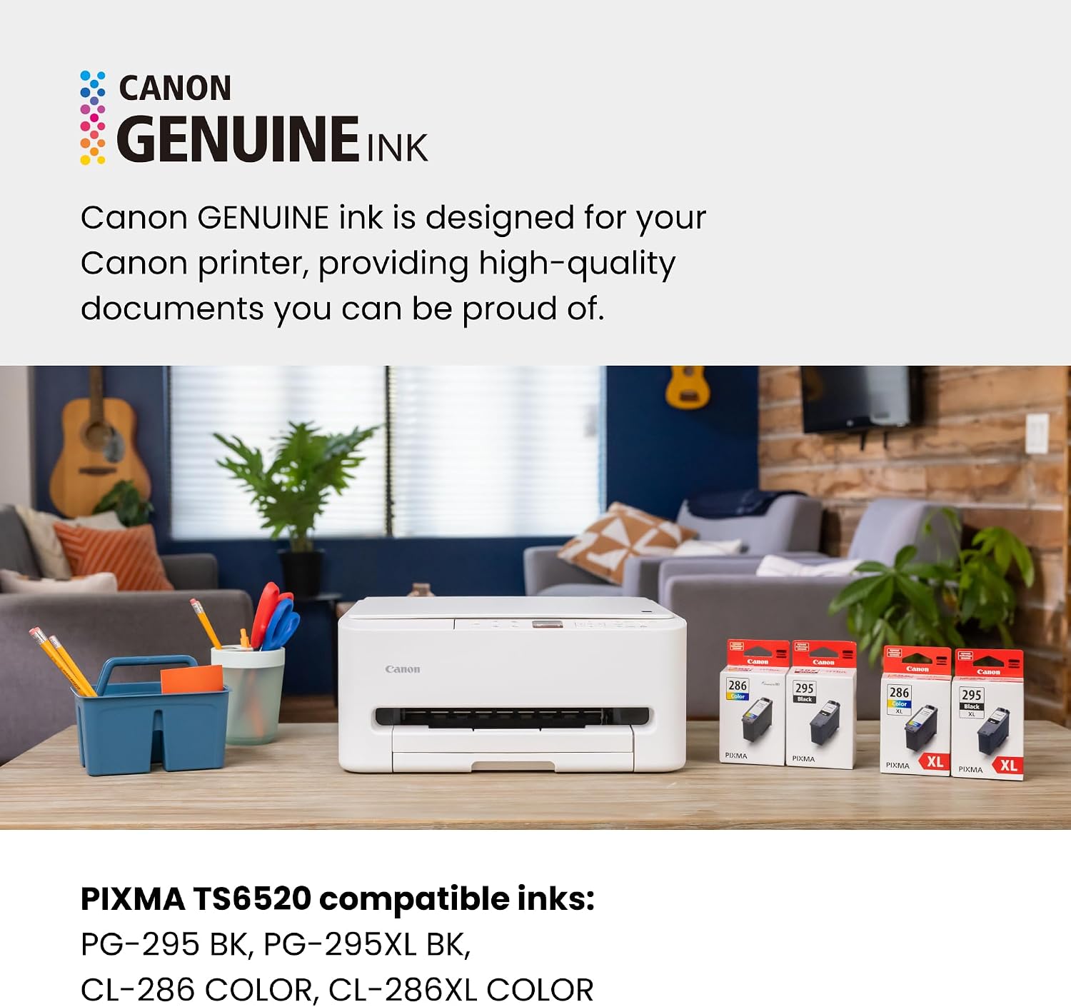 Canon PIXMA TS6520 Wireless Color Inkjet Printer, Duplex Printing, Copier/Scanner, 1.42" OLED Display, Compact, White - Image 6