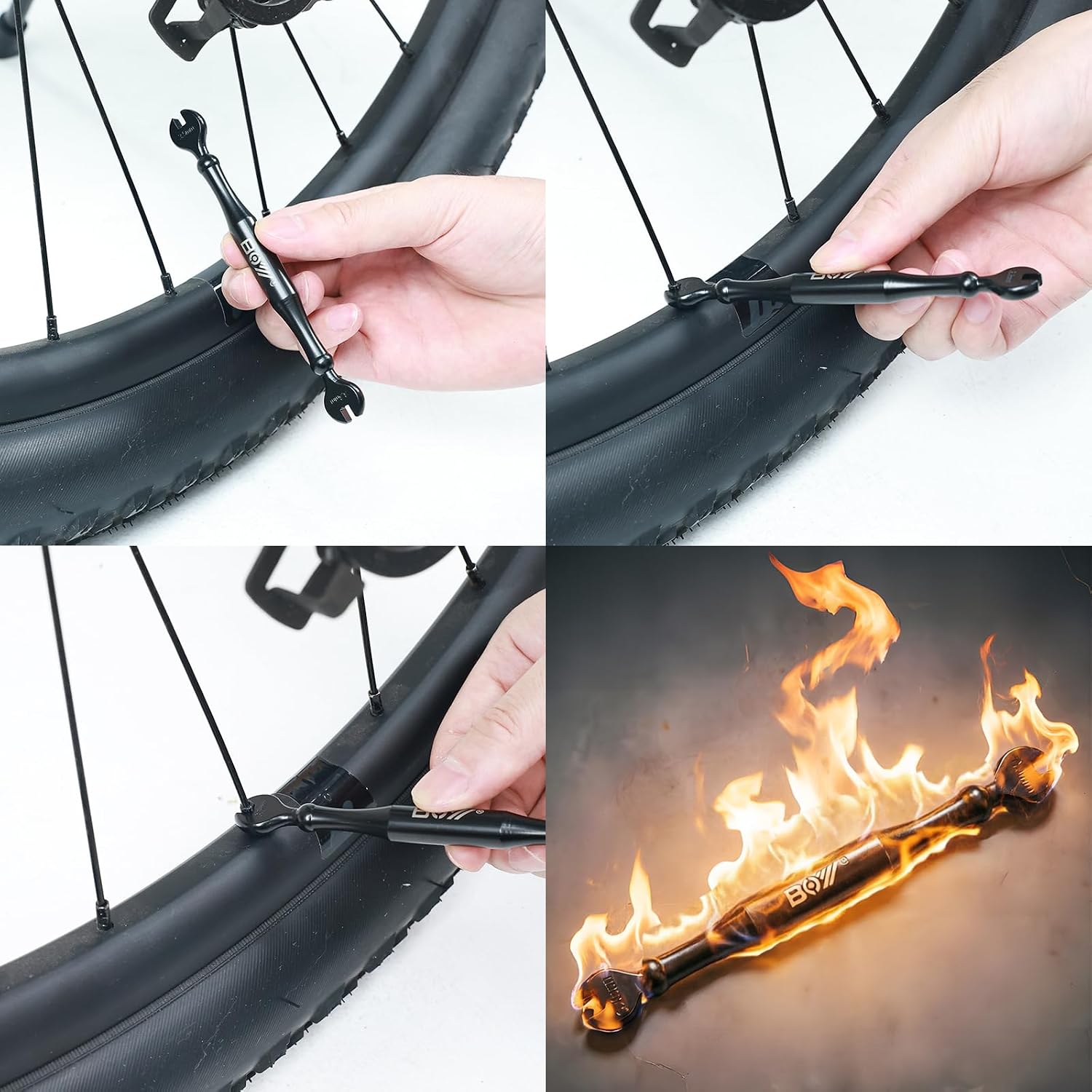 Bike Spoke Wrench Tool Kit, Bicycle Wheel Repair Tool Set with Tire Levers, Nipple Wrenches, and Valve Core Removal Tool - Image 2