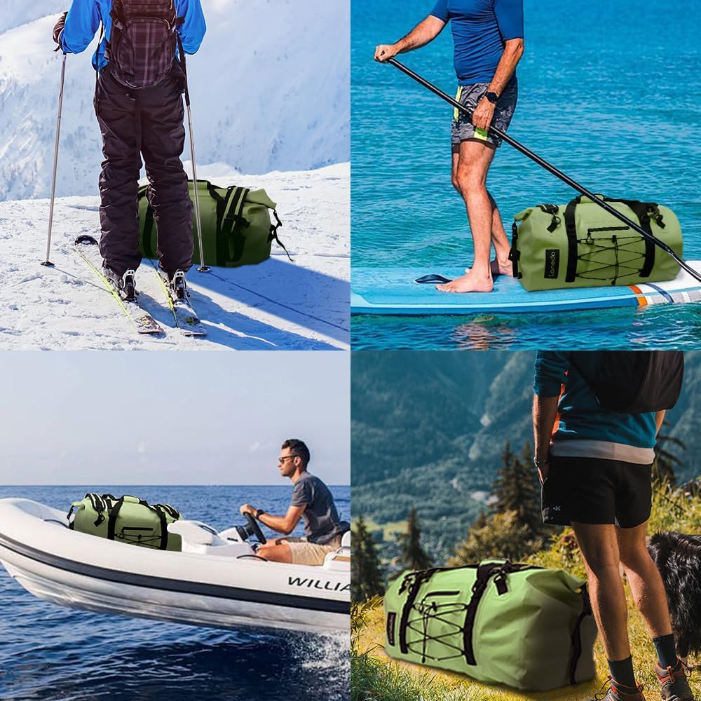 80L Dry Bag Large Waterproof Bag Roll-Top Heavy Duty Fishing Duffel Bag with Durable Straps & Handles for Kayaking Paddle boarding Boating Rafting Fishing Canoeing Camping - Image 7