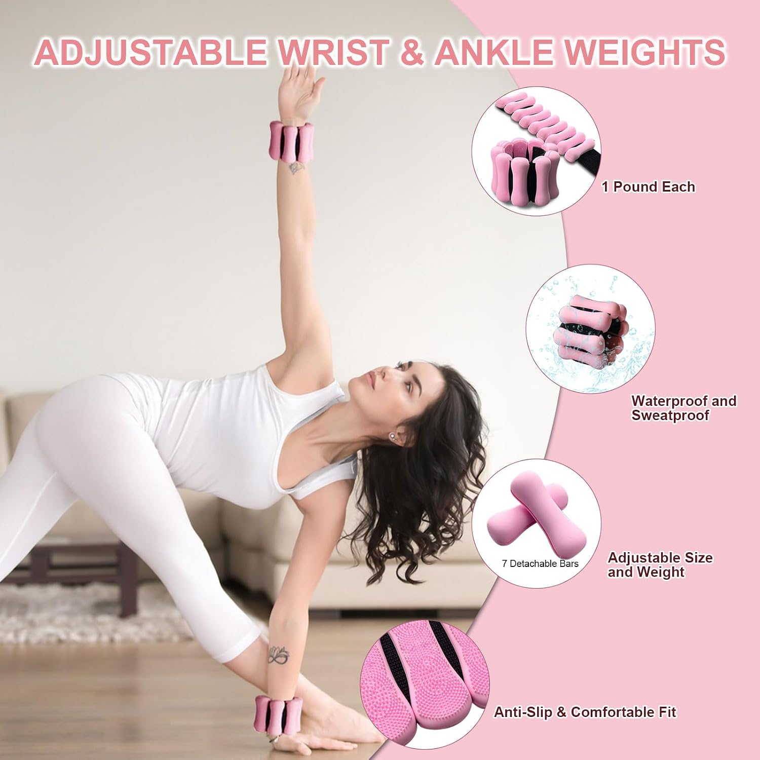 KANGFITER Pilates Kit with Ankle Weight, Pilates Ring Ball, Resistance Band - Image 3