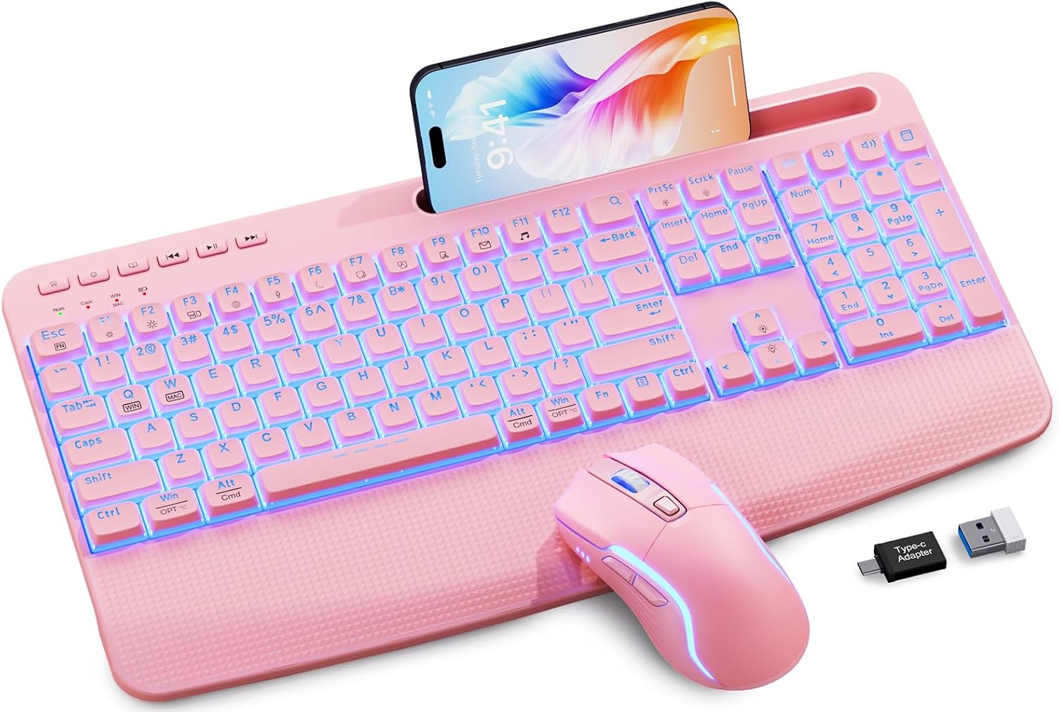 Pink Keyboard and Mouse Wireless Co...