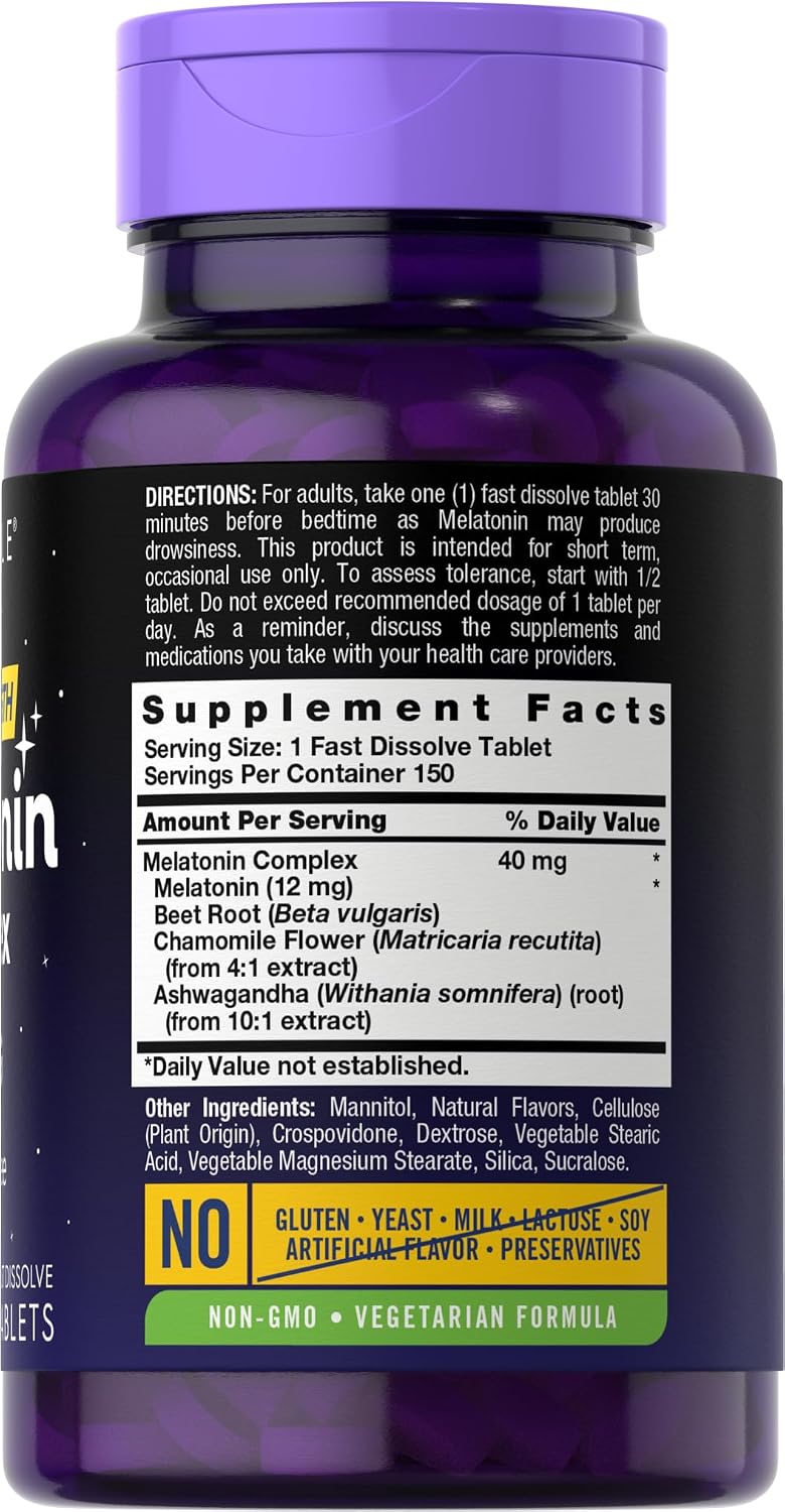 Carlyle Melatonin 40mg Complex | 150 Fast Dissolve Tablets - Image 2
