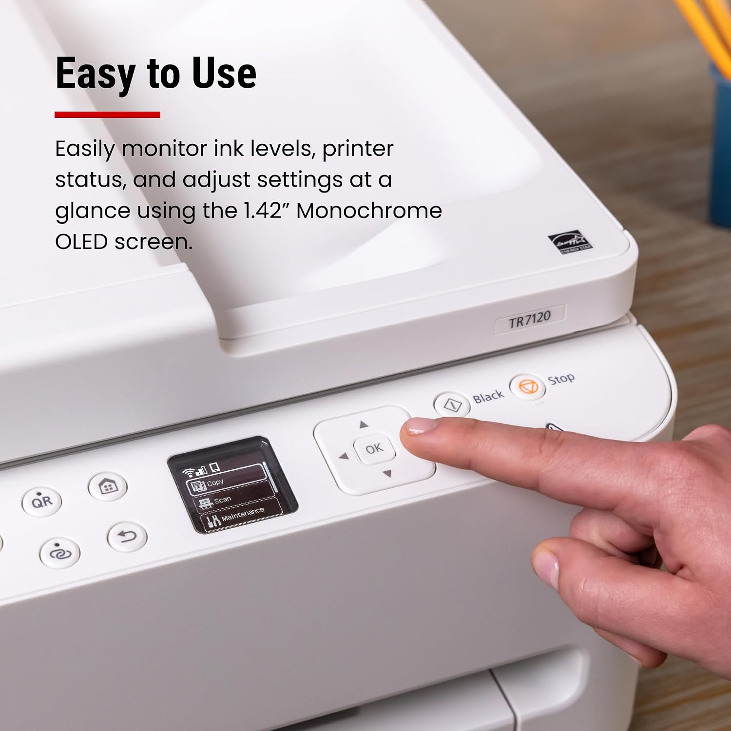 Canon PIXMA TR7120 Wireless Color Inkjet Printer, Duplex Printing, White – Home Printer with Copier/Scanner, Auto Document Feeder, Compact Design, Intuitive Control Panel - Image 4