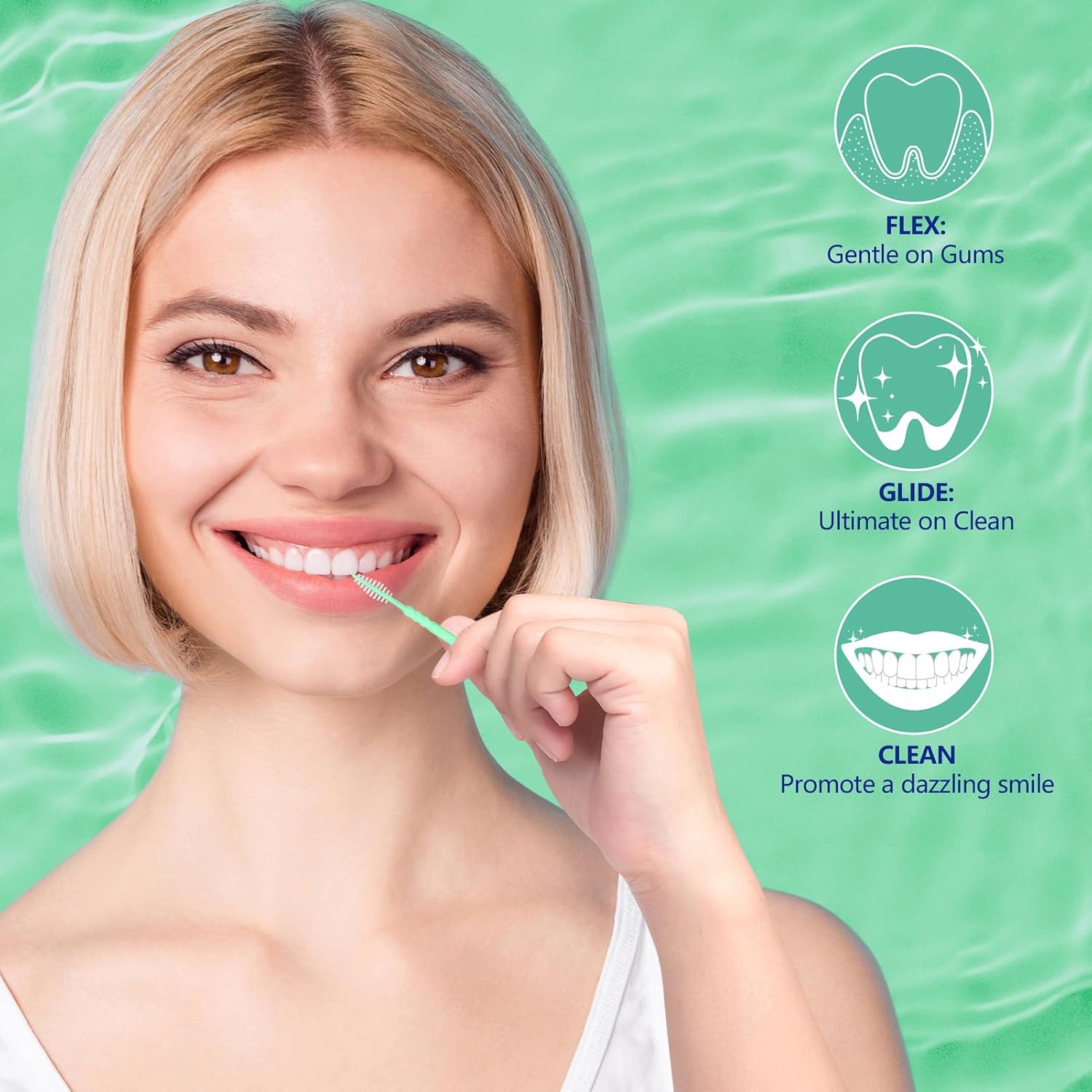 DanTicy Brushpicks Interdental Toothpicks,Soft Bristle Dental Floss Picks Toothpicks,Helps Removes Plaque and Debris Between Your Teeth, Mint, 300PCS (Pack of 1) - Image 6
