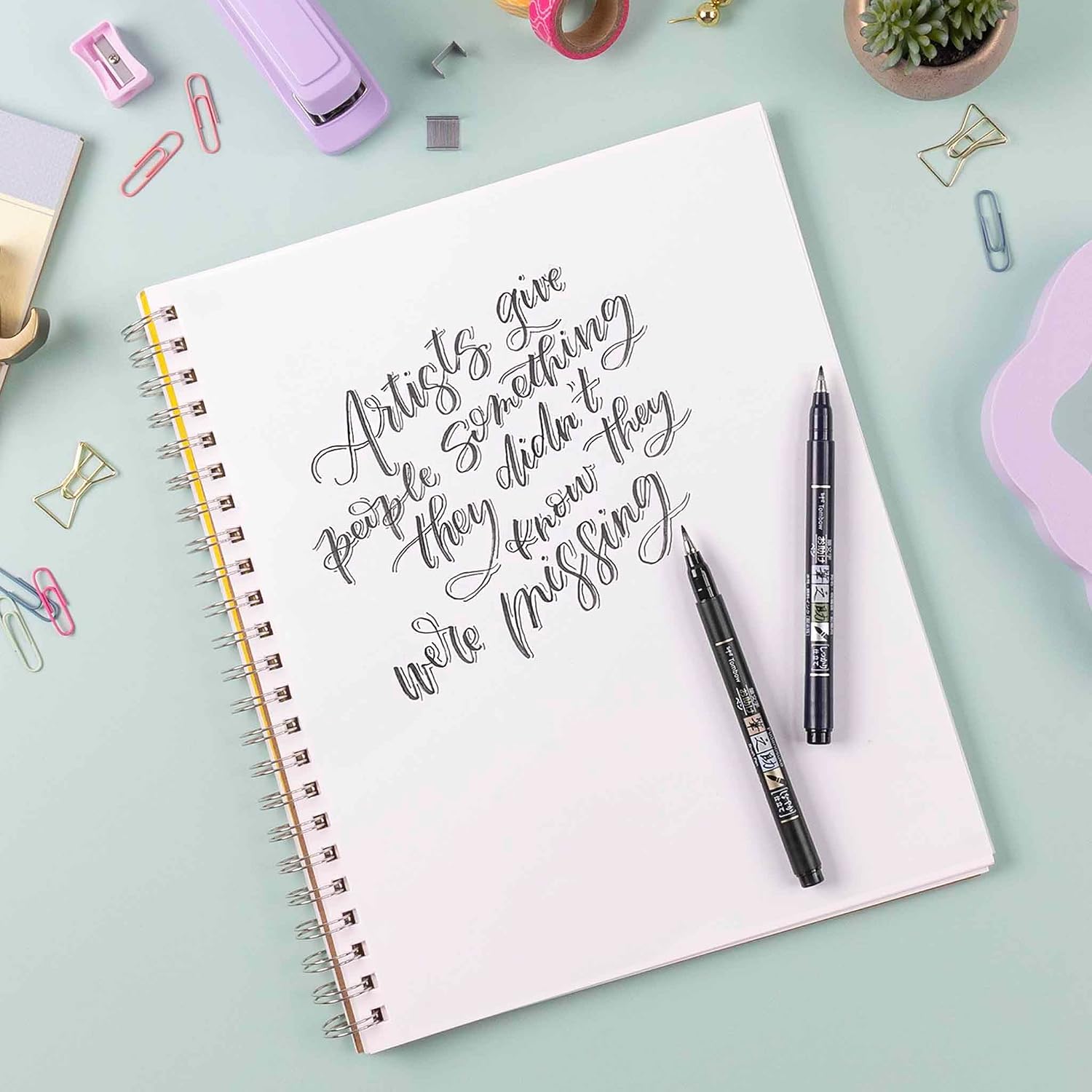 Tombow 62038 Fudenosuke Brush Pen, 2-Pack. Soft and Hard Tip Fudenosuke Brush Pens for Calligraphy and Art Drawings - Image 3