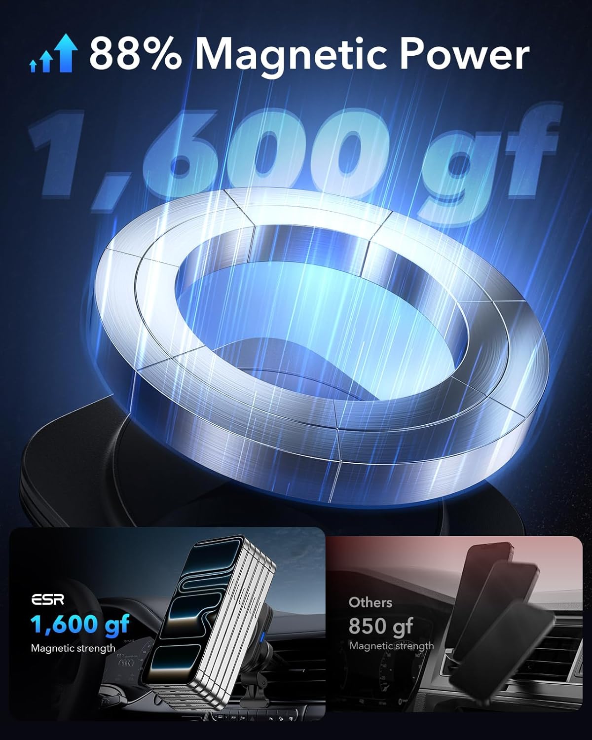 ESR for MagSafe Car Mount Charger for iPhone Duo/18 Pro/17-12, Samsung S26 - Image 4