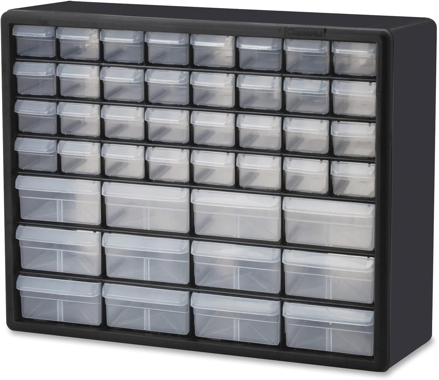 Akro-Mils 44-Drawer Plastic Storage Cabinet, 20"W x 6"D x 16"H, Black