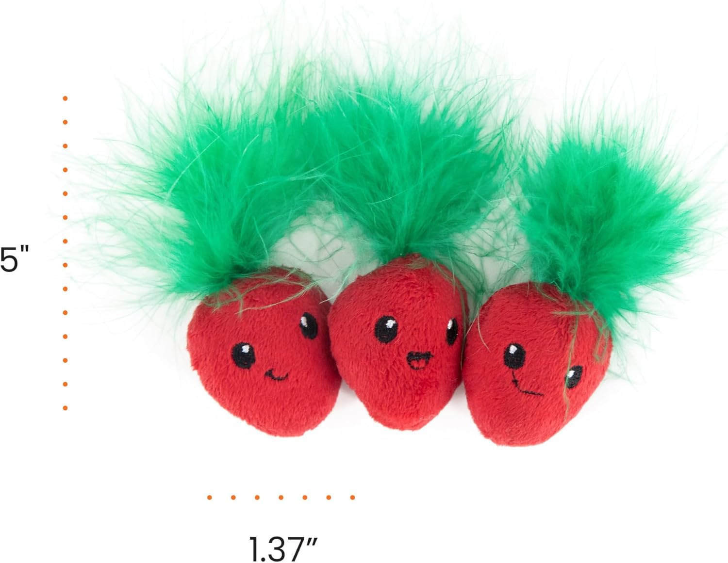 Catstages Strawbabies Dental Cat Chew Toy with Catnip & Feathers, 3-Pack - Image 9