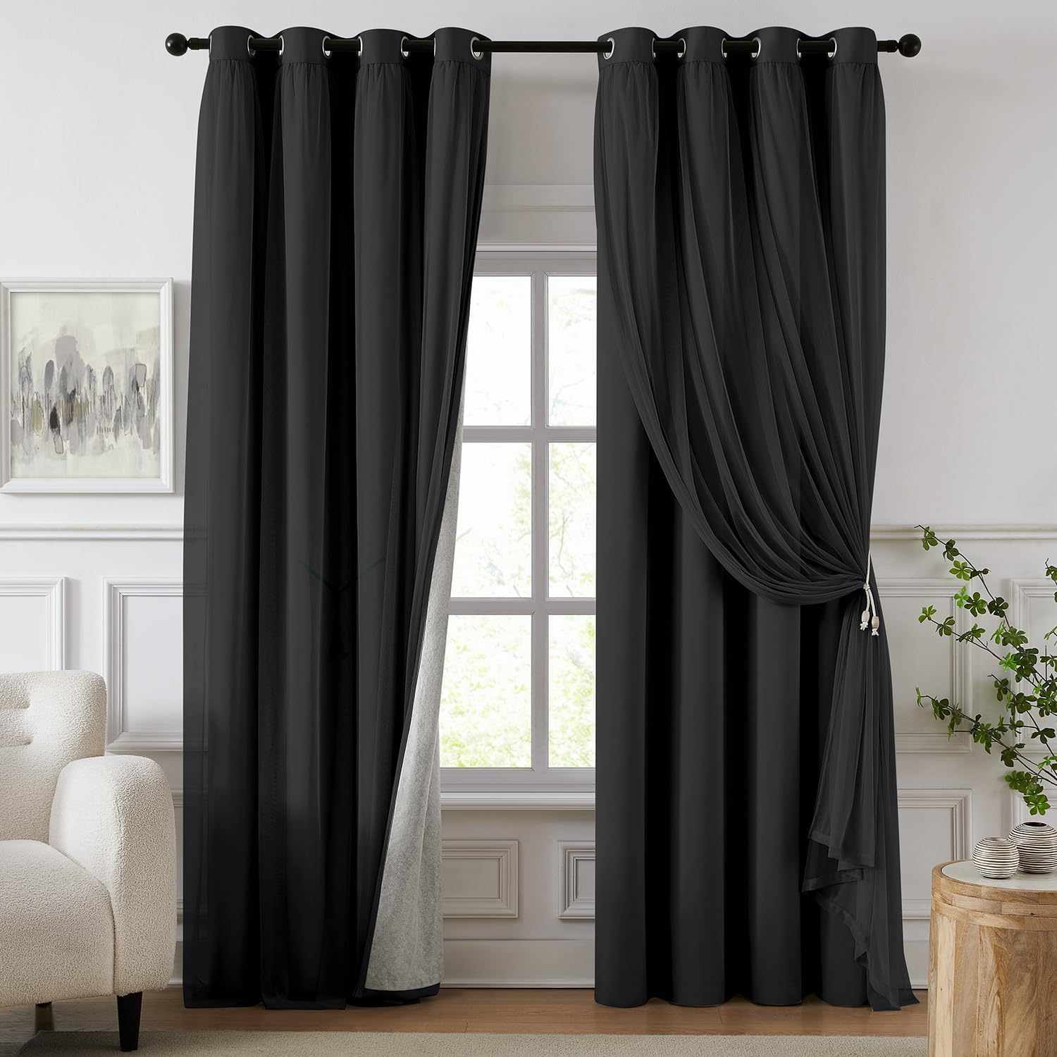 100% Blackout Curtains for Bedroom,...