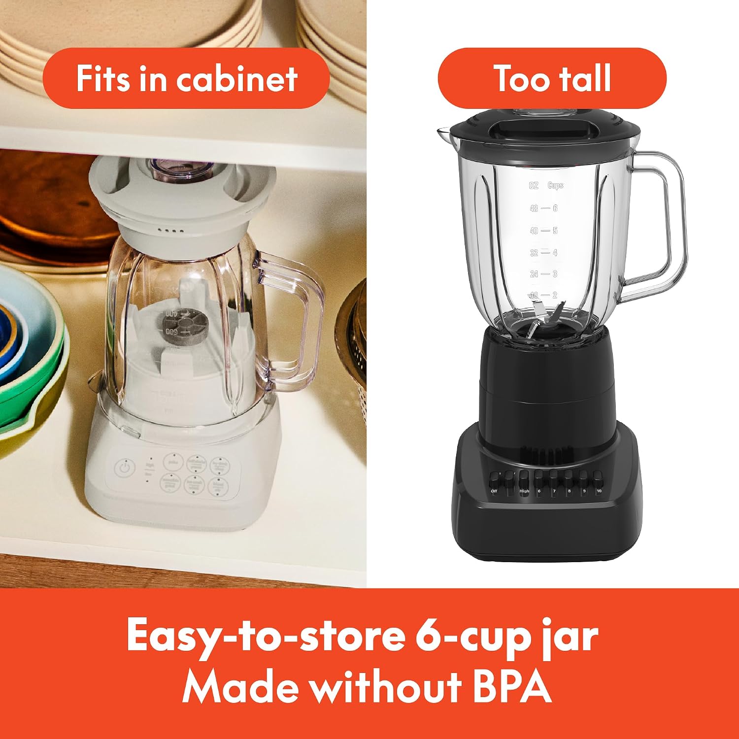 bella Fits-anywhere™ Flip & Store Blender, 48 oz, 520W, 10-speed, Oatmilk - Image 3