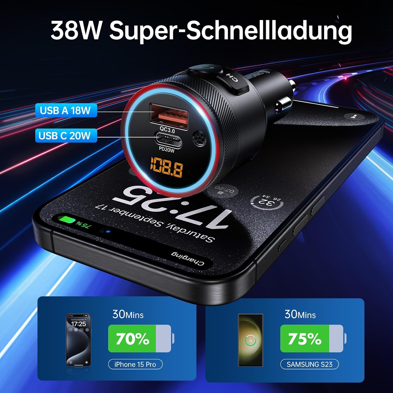 Syncwire Bluetooth 5.4 Car Adapter 38W FM Transmitter Hands Free Calls - Image 4