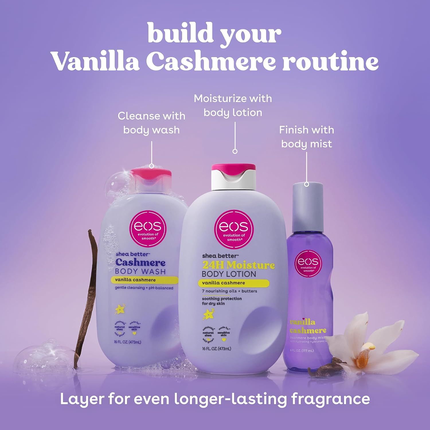 eos Cashmere Body Wash- Vanilla Cashmere, Creamy Gel with Shea Butter, 16 fl oz - Image 7