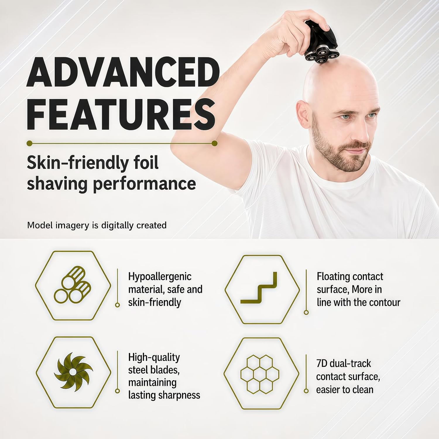 1 Pack Silver 7D Floating Replacement Shaver Heads Foil for Bald Head&Face - Image 7