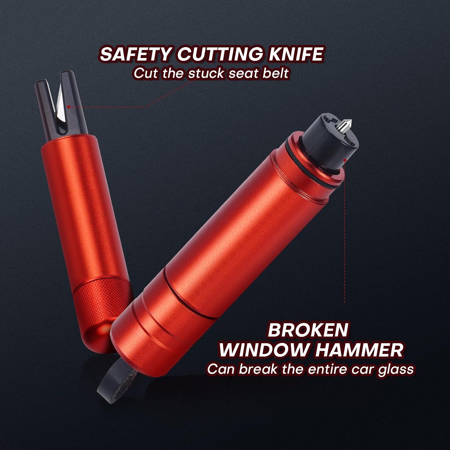 LANBOUY 2 Pack Car Window Breaker Seatbelt Cutter Tool, Glass Breaker Hammer Seatbelt Cutter Safety Glass Breaking, Life Saving Safe Emergency Escape Tool (Red) - Image 7