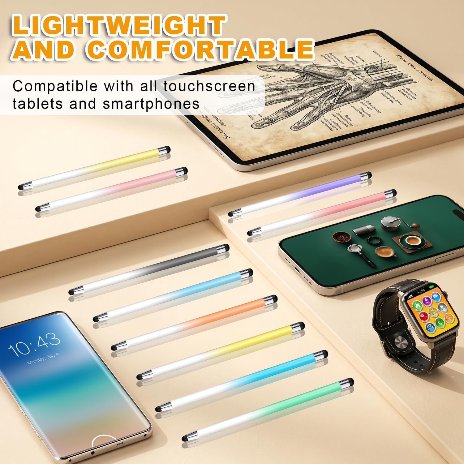 Stylus (10 Pcs), 2-in-1 Stylus Pen for Touch Screen, High Precision and Sensitivity, Suitable for iPad/iPhone/Samsung/Android Smartphone and Tablets, Compatible with All Touch Screen - Image 6