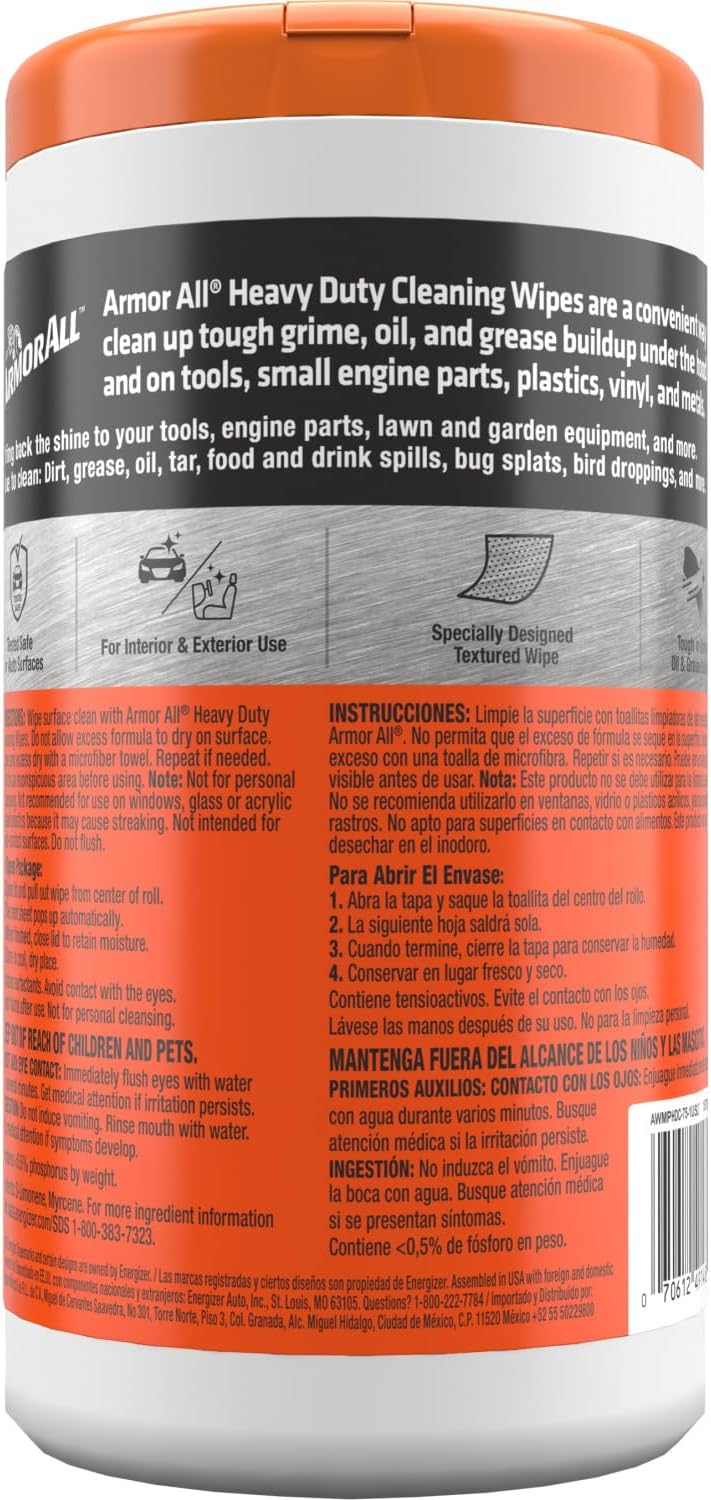 Armor All Heavy Duty Cleaning Wipes, Disposable Car Wipes (75 Count) - Image 9