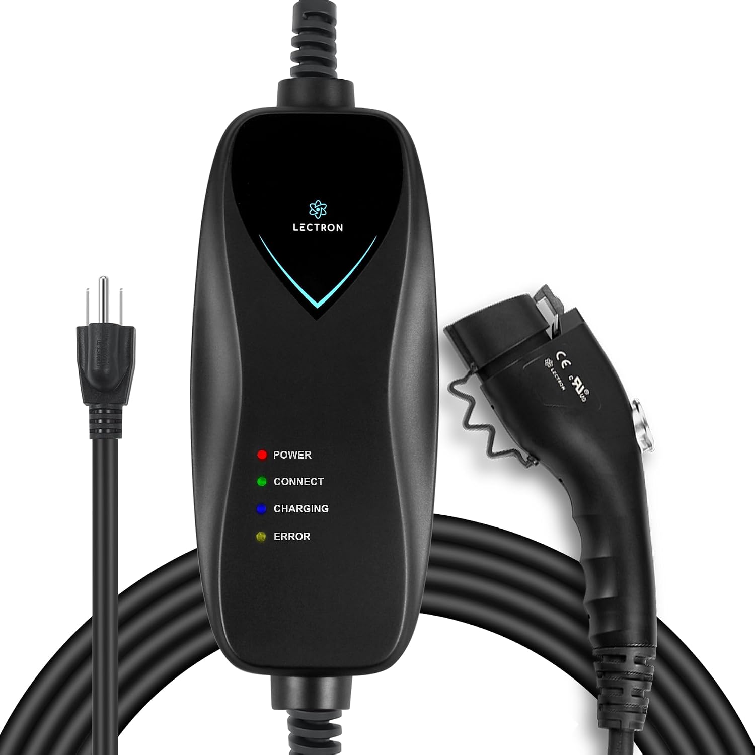 Lectron Level 1 EV Charger - ETL Certified, 120V, 15 Amp, 16 ft Extension Cord & J1772 Cable - Portable Electric Car Charger for J1772 EVs with NEMA 5-15 Plug