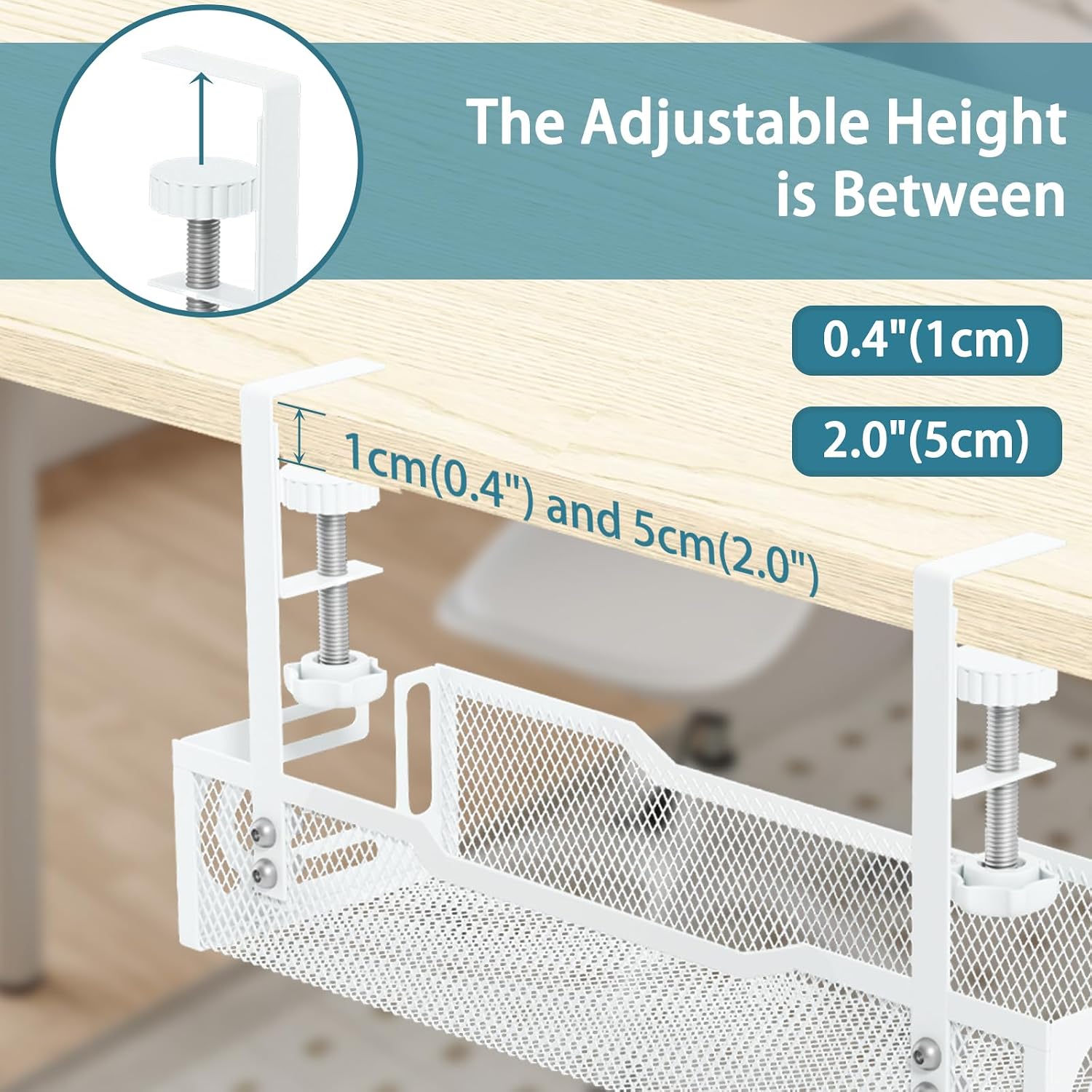 Under Desk Cable Management Tray, No Drill Mesh Cable Tray Cord Organizer - Image 4