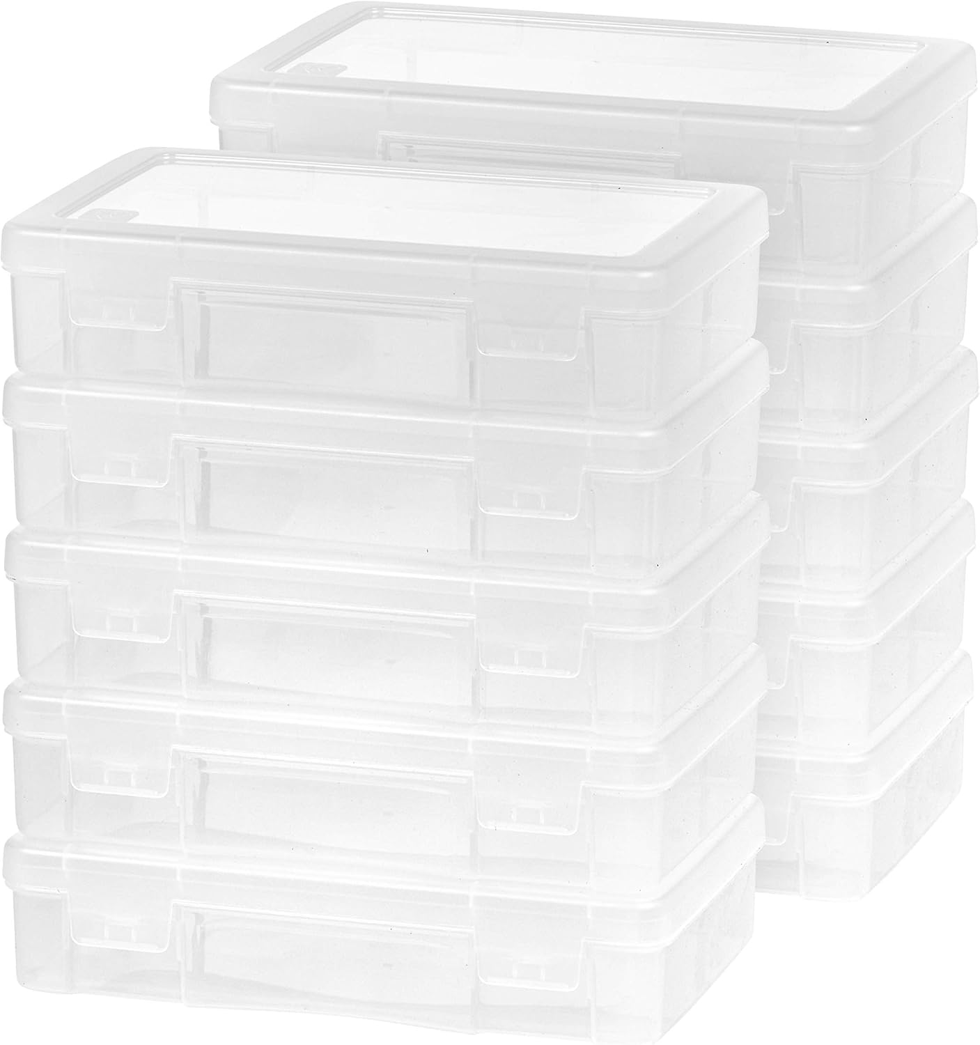 IRIS USA Clear Cases |Made in USA| Plastic Box Organizers (10-Pack)- Medium