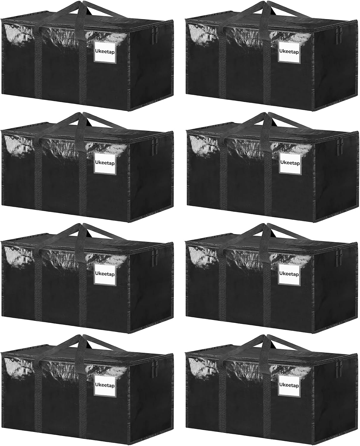 ukeetap 8 Pack Extra Large Clothes Storage Bins with Lids,Black