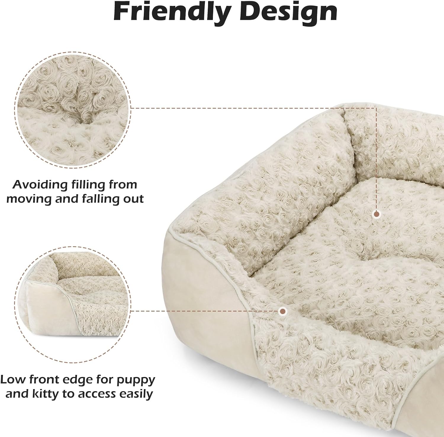 INVENHO Small Dog Bed Rectangle Washable Orthopedic Soft Calming Sleeping Durable Pet Cuddler with Anti-Slip Bottom - Image 4