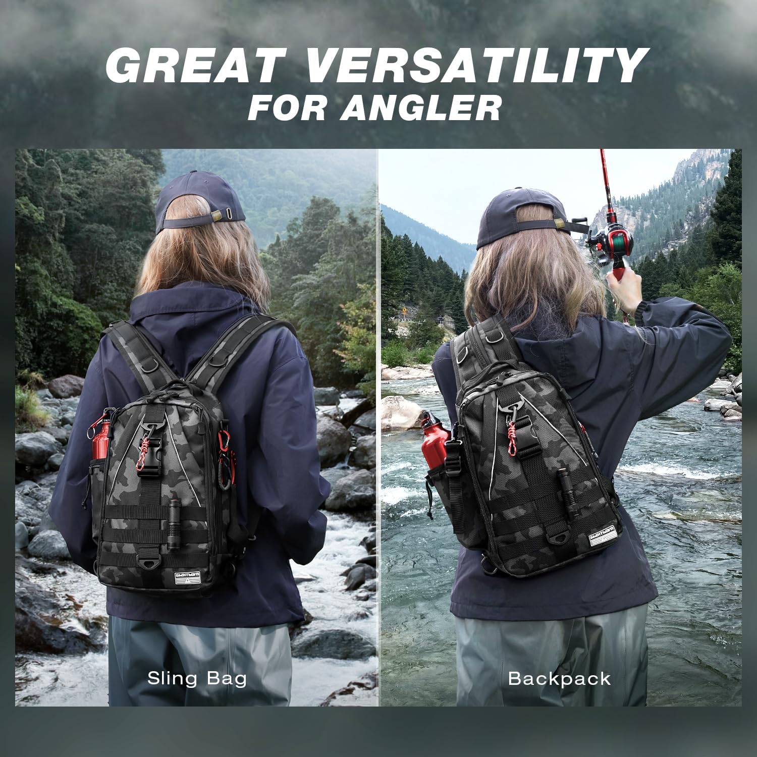 Ghosthorn Fishing Backpack with Rod Holder, Tackle Storage Bag Lightweight - Image 2
