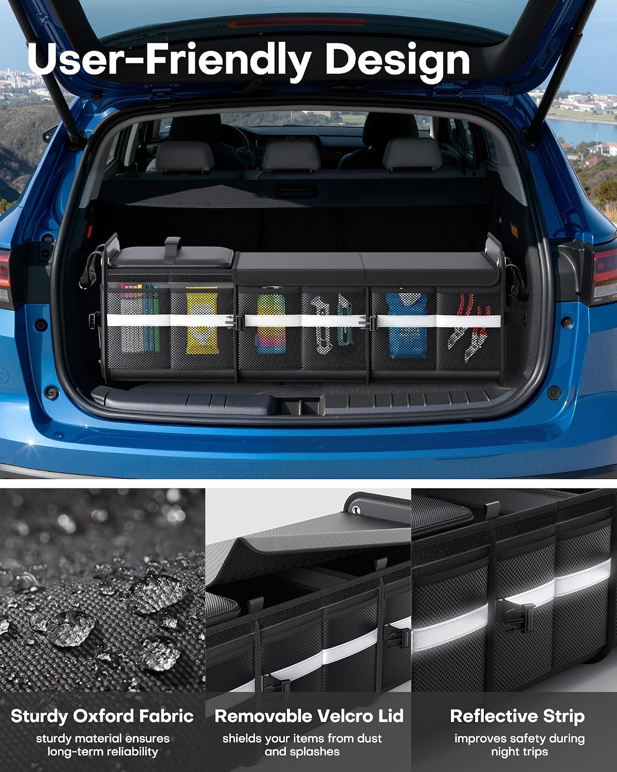 HOTOR Trunk Organizer - Car Organizer and Storage with Cooler Bag for SUV - Image 3