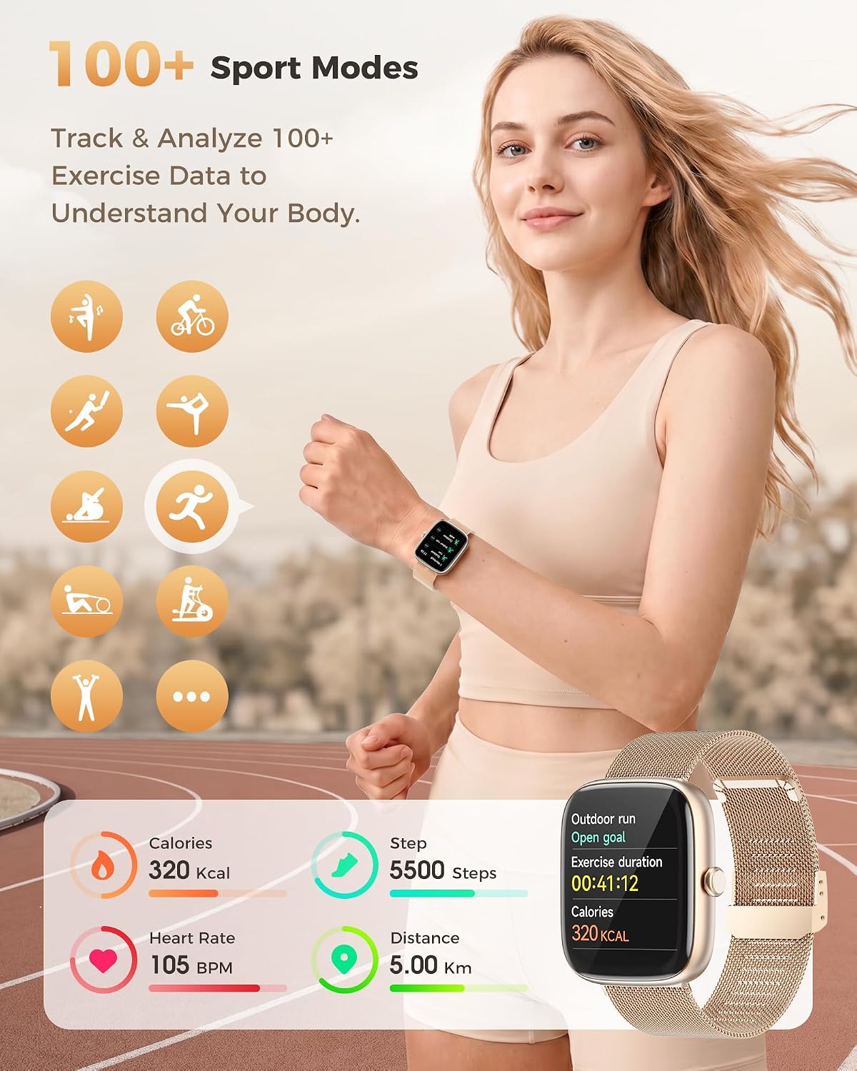 Smart Watches for Women Android/iPhone, Fitness Trackers with Answer/Call - Image 4