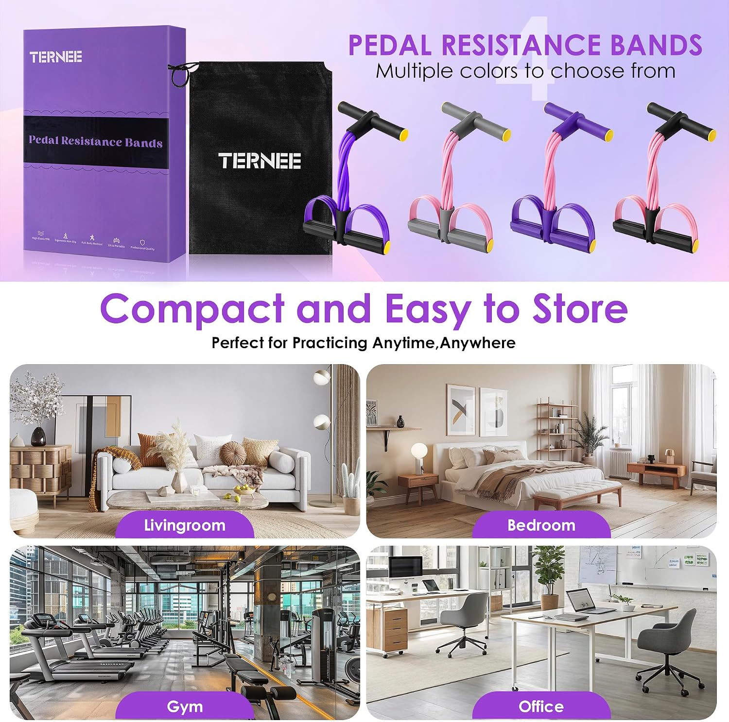 Pedal Resistance Band with Handle, Foot Pedal Resistance Band for Women, Multifunction Exercise Bands for Home Gym Full Body & Working Out - Image 7
