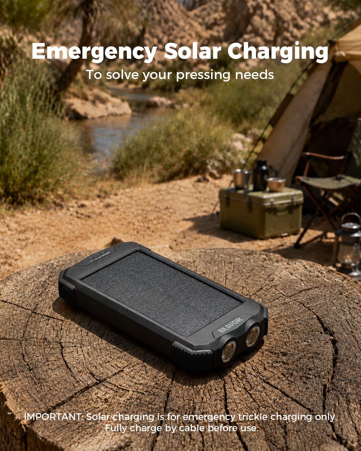 BLAVOR Solar Power Bank 10,000mAh Portable Wireless Charger for Cell Phones - Image 6