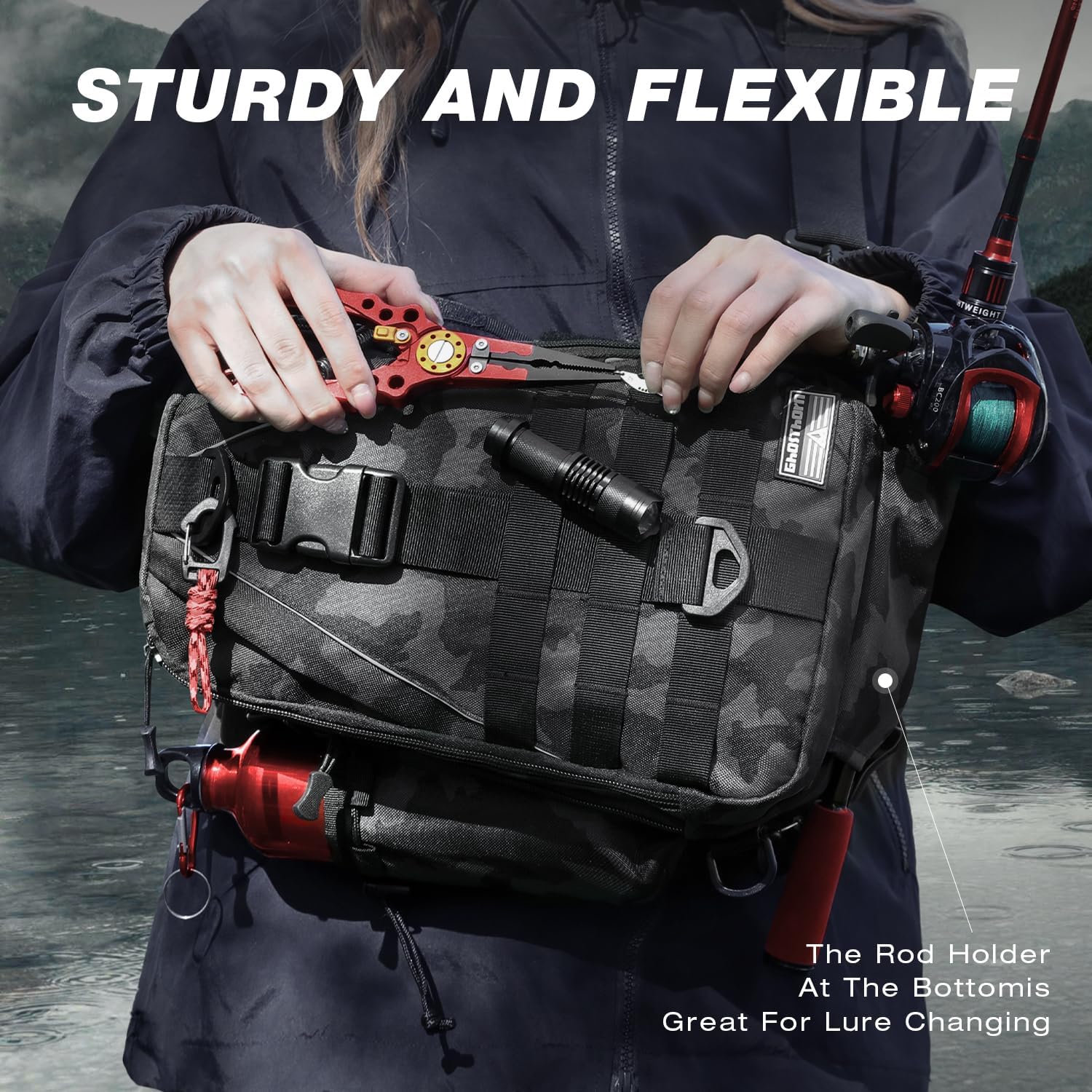 Ghosthorn Fishing Backpack with Rod Holder, Tackle Storage Bag Lightweight - Image 5
