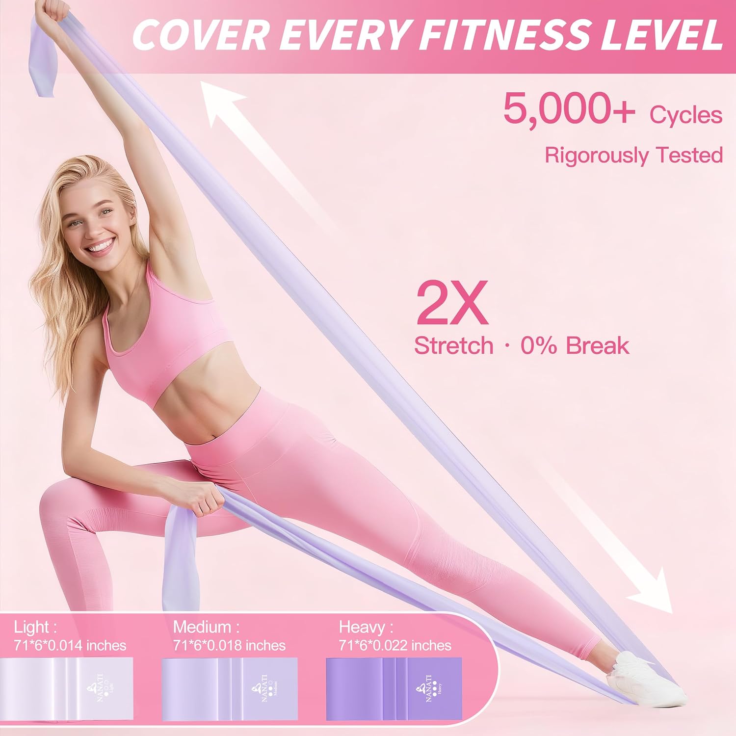 NANATI Pilates Kit, Home Pilates Workout Kit for Women, Pilates Equipment with 14.5"" Pilates Ring and Ball, Resistance Bands, Ankle Weights, Sliders & Grip Socks for Home Workouts - Image 7