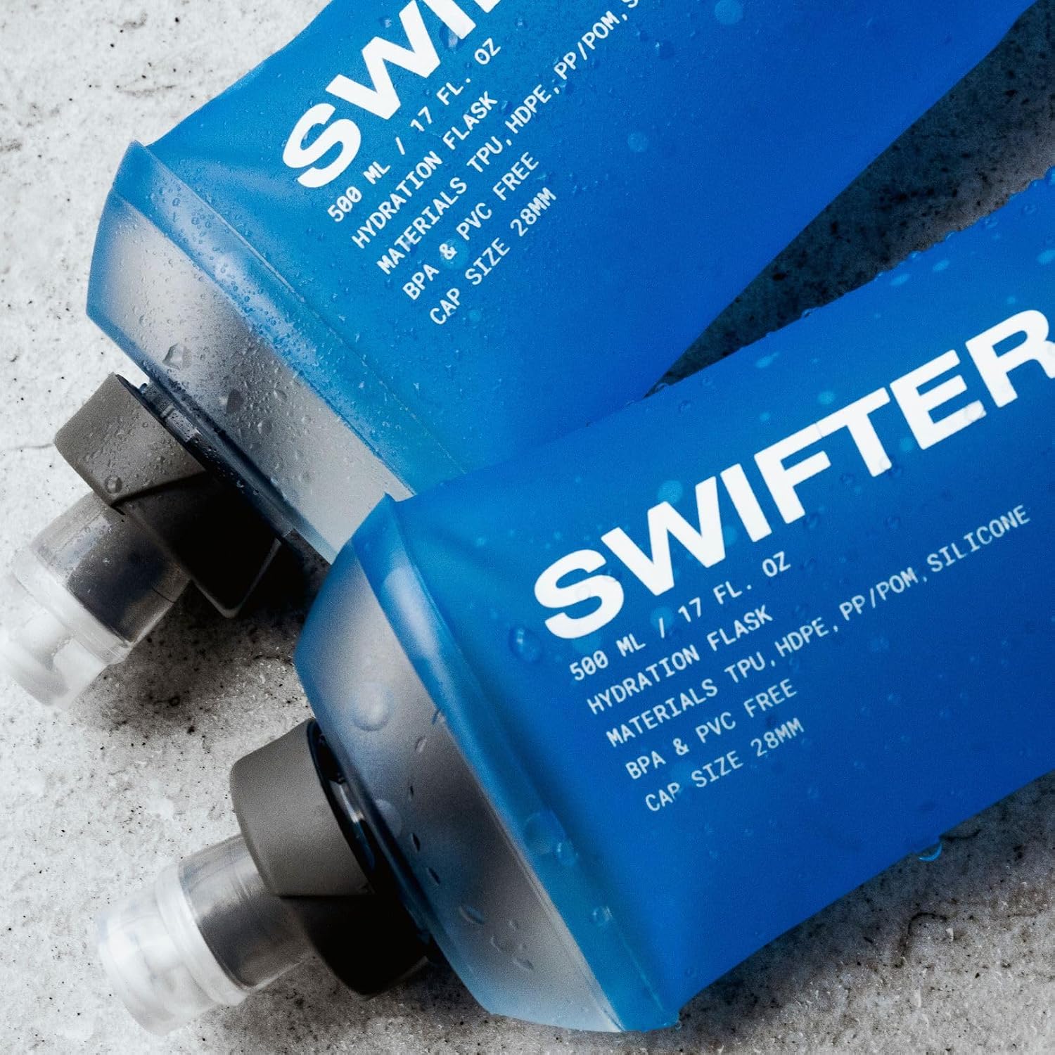 SWIFTER 2x Soft Flask 500ml | Running, Hiking, Cycling Hydration Flask | Collapsible, Leakproof, Reusable | Matt Finish, Sky Blue - Image 7