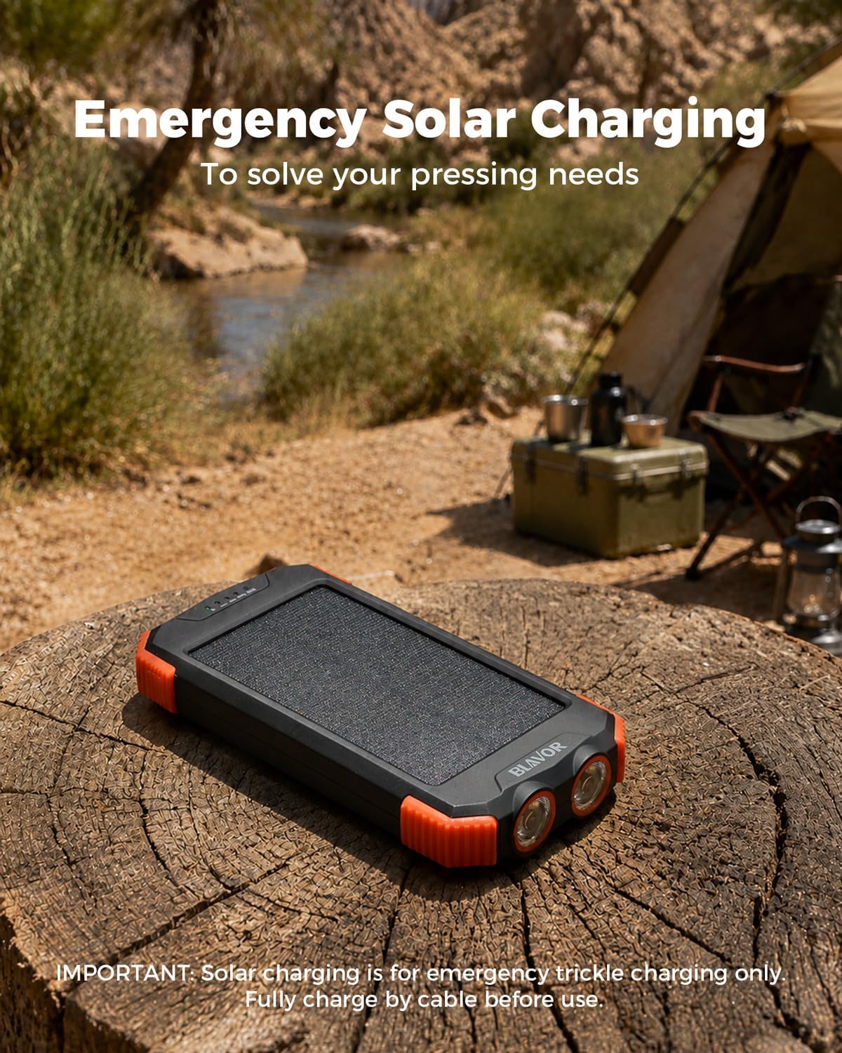 BLAVOR Solar Power Bank 10,000mAh Portable Wireless Charger for Cell Phones - Image 6