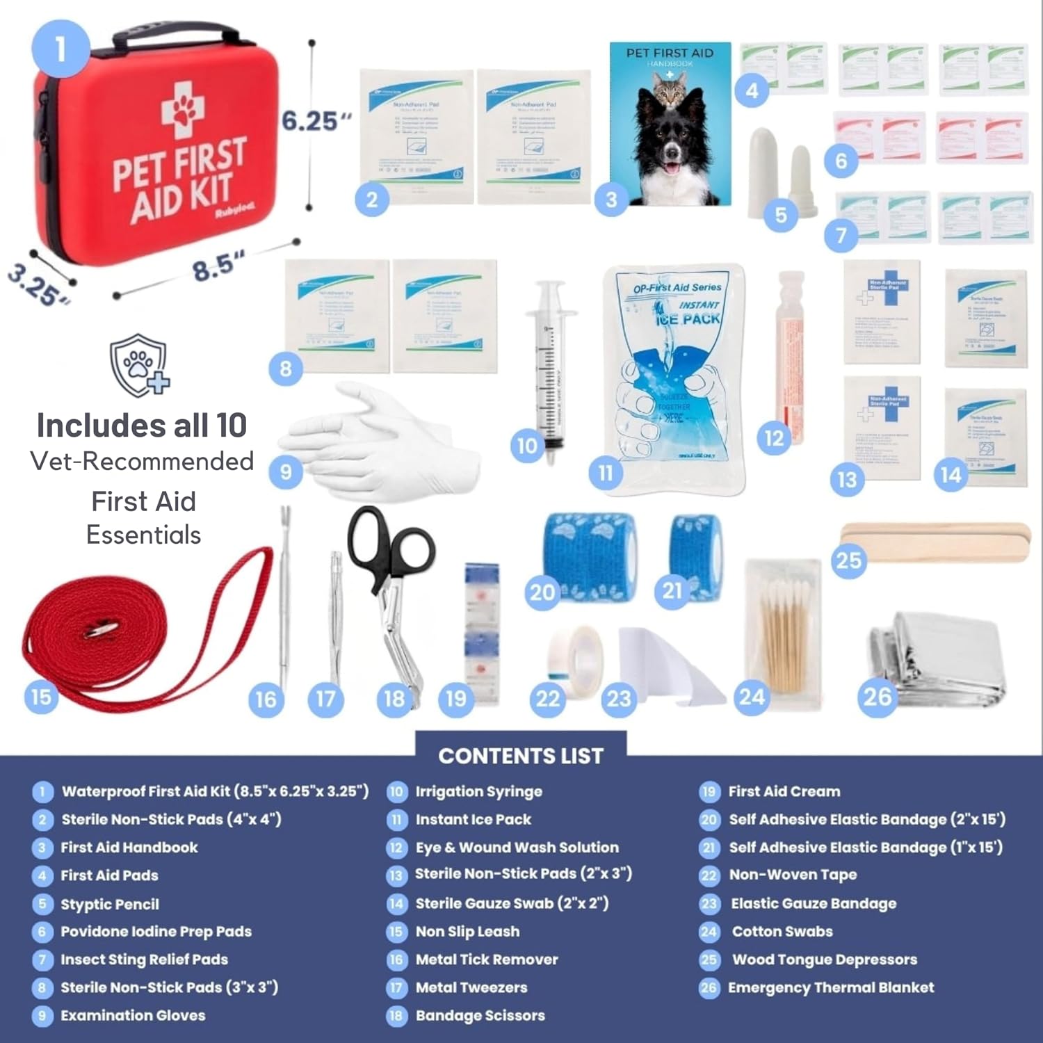 Dog First Aid Kit - Vet-Approved Emergency Kit for Dogs & Cats - Essential - Image 4