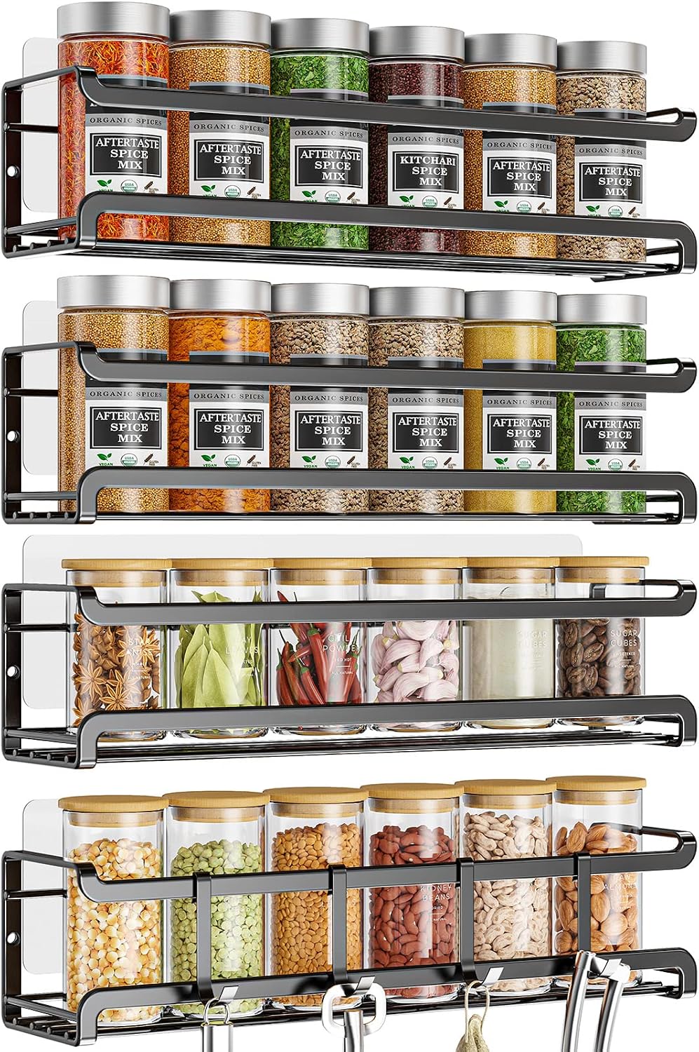 Bunoxea Spice Rack Wall Mounted 4 P...