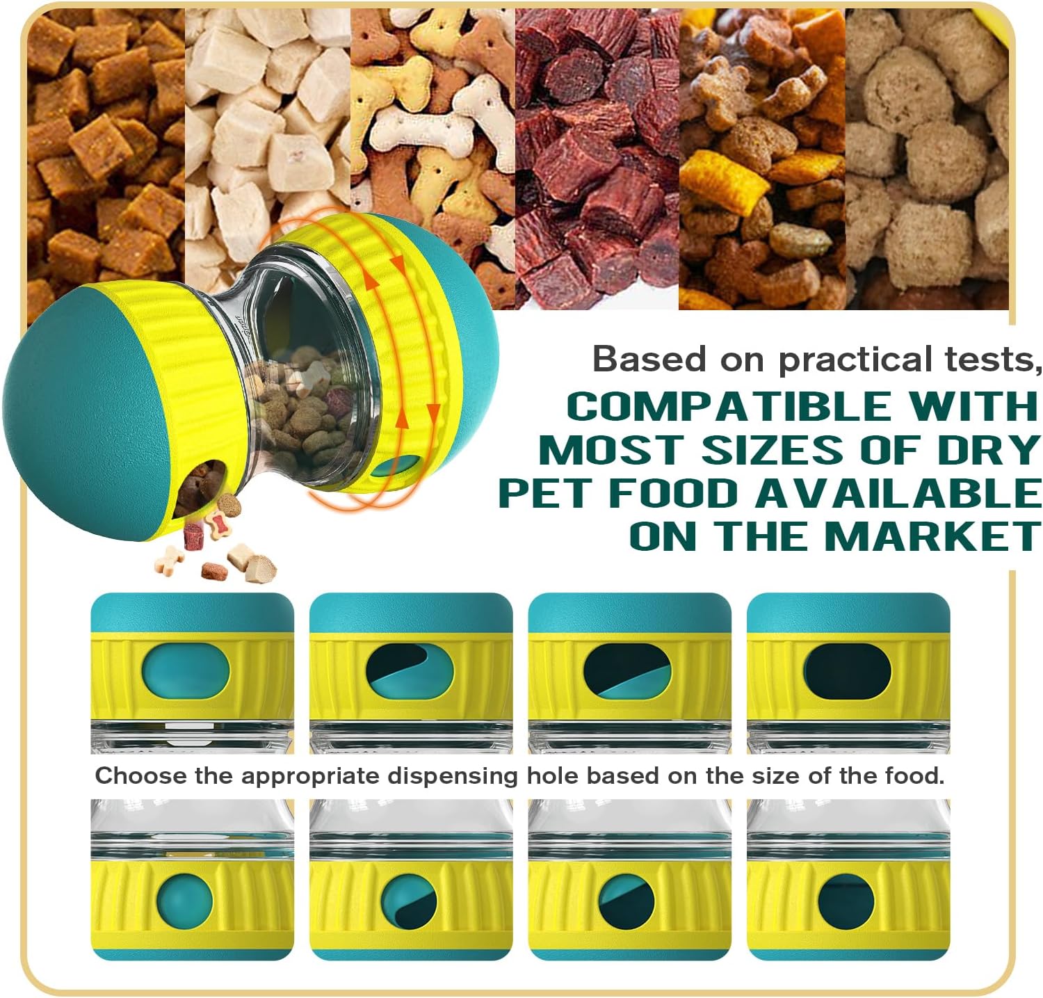 BSISUERM Dog Puzzle Toy Adjustable Treat Dispensing Ball Food Dispenser Tough Slow Feeder Puppy Enrichment Training Toy Pet Interactive Chase Toys for Small Medium Large Dogs to Keep Them Busy, Green - Image 3