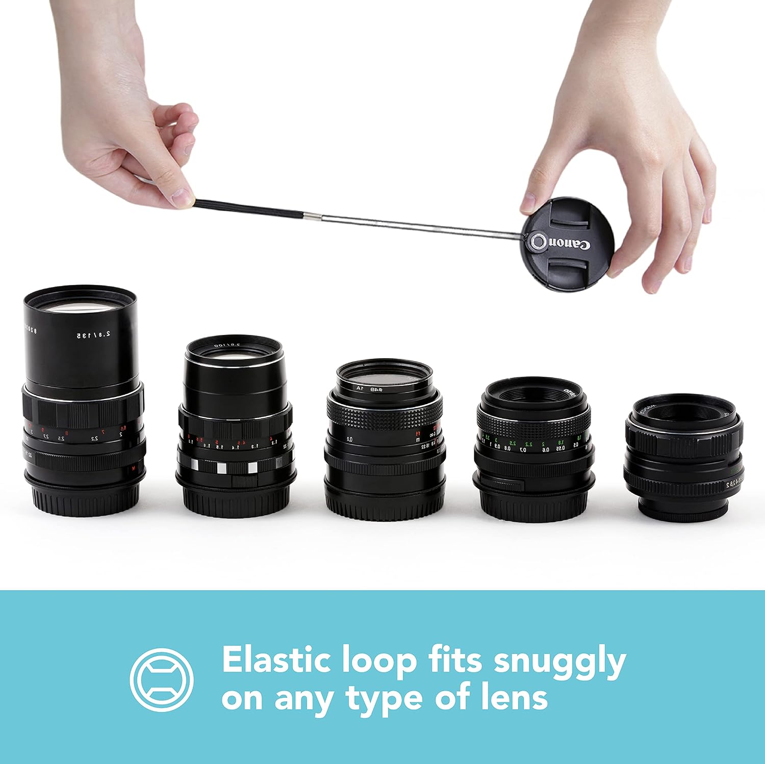Foto&Tech Camera Lens Cap Leash with Elastic String, Compatible with Universal DSLR SLR Evil Mirrorless Cameras Video (x3) - Image 4