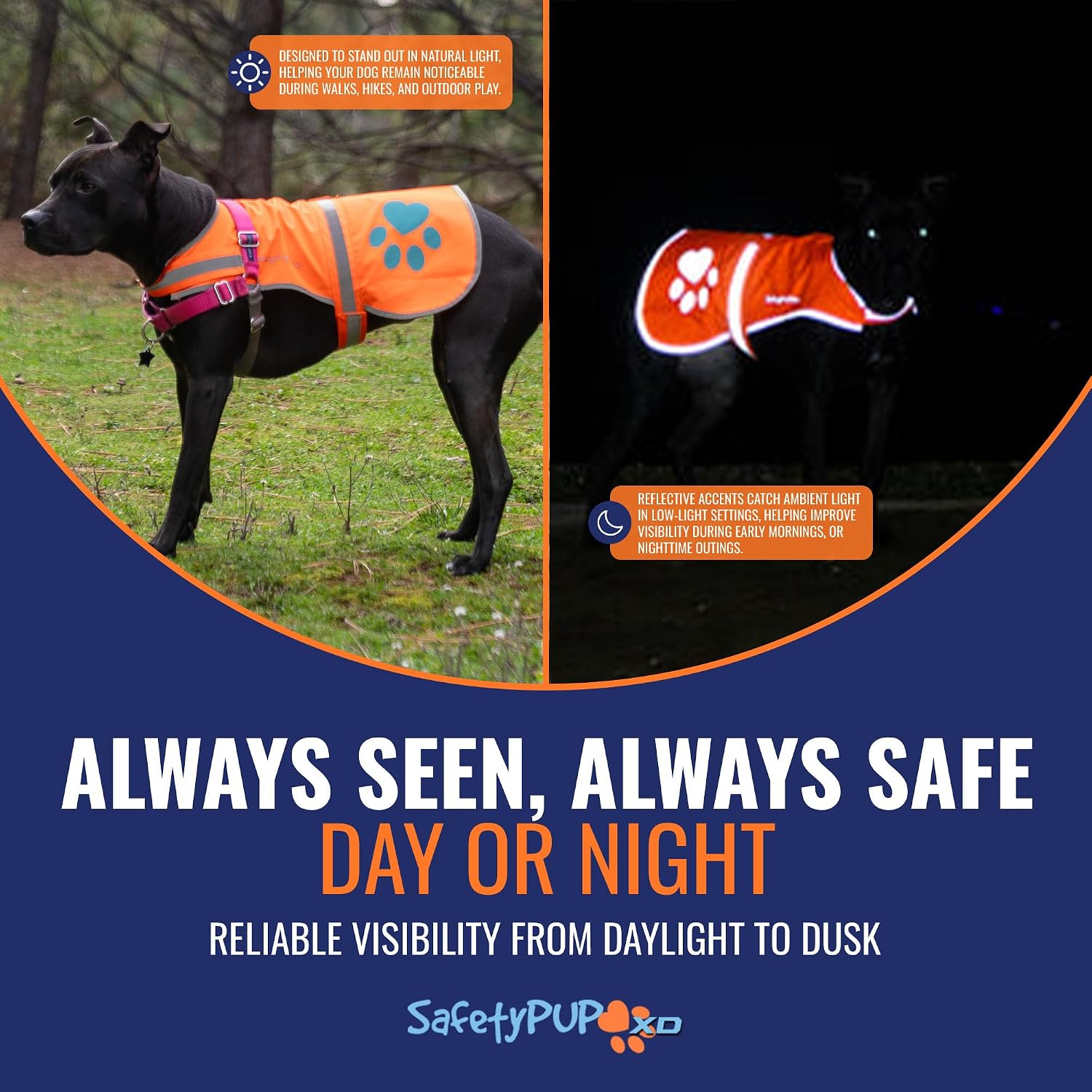 Blaze Orange Dog Vest. Reflective High Visibility in Hunting & Wooded Areas - Image 3