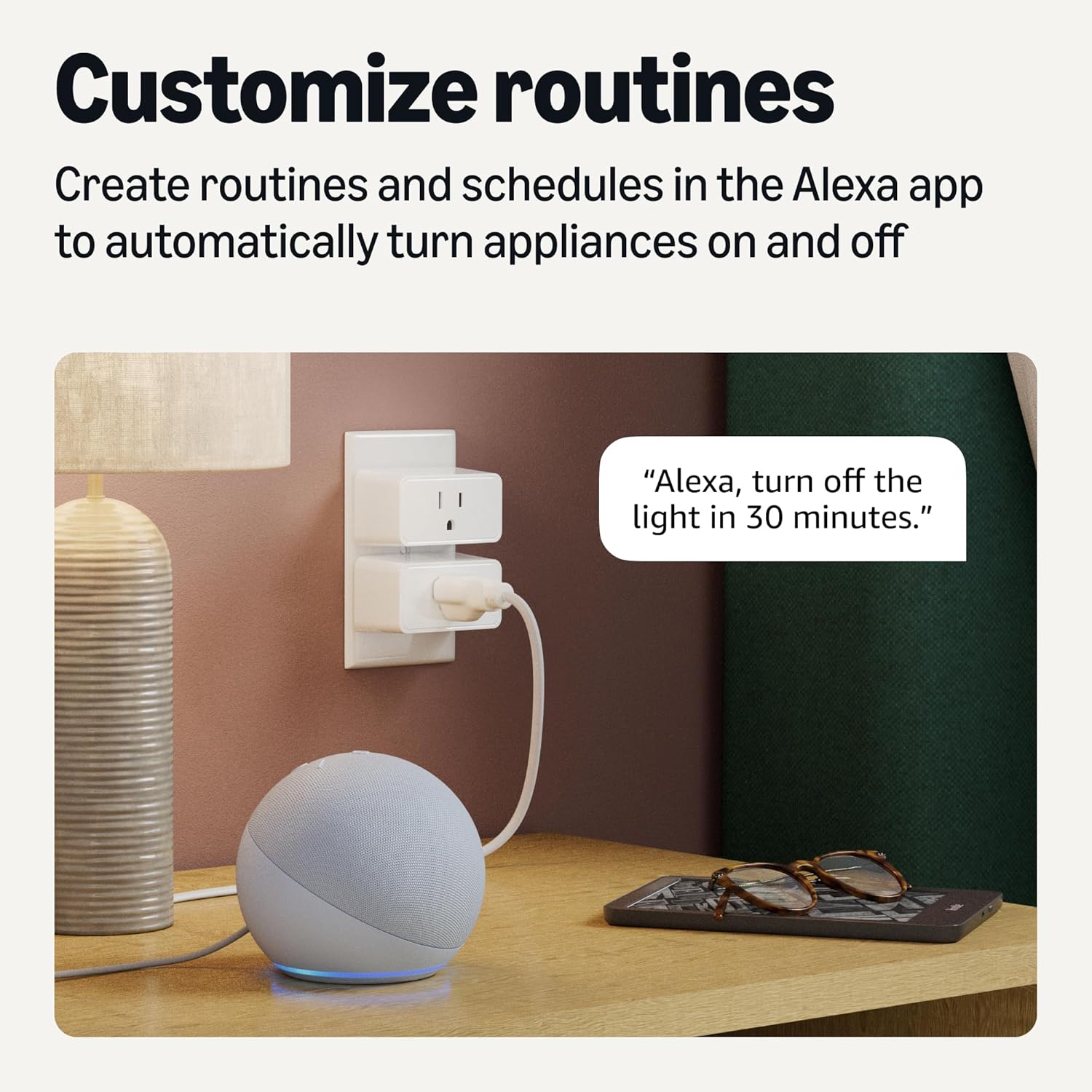 Amazon Basics Smart Plug, Works with Alexa Only, Voice Control, Remote APP Control, Schedule, Compact Design, Versatile, 2.4 GHz Wi-Fi, No Hub Required, 4-Pack, White - Image 4