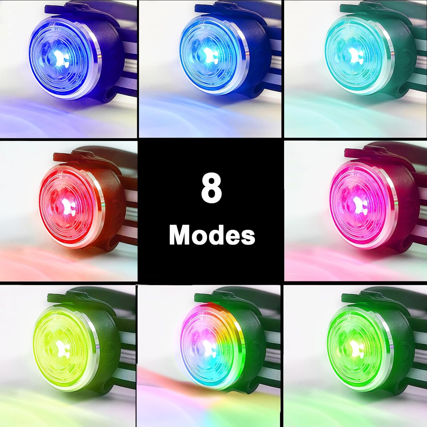 Tubasion 2-Pack Dog Lights for Night Walking, Upgraded 8 Modes Rechargeable Dog Collar Lights for Nighttime Clip On, IPX6 Waterproof and Silicone Band Safety Lights for Dog Collars - Image 3