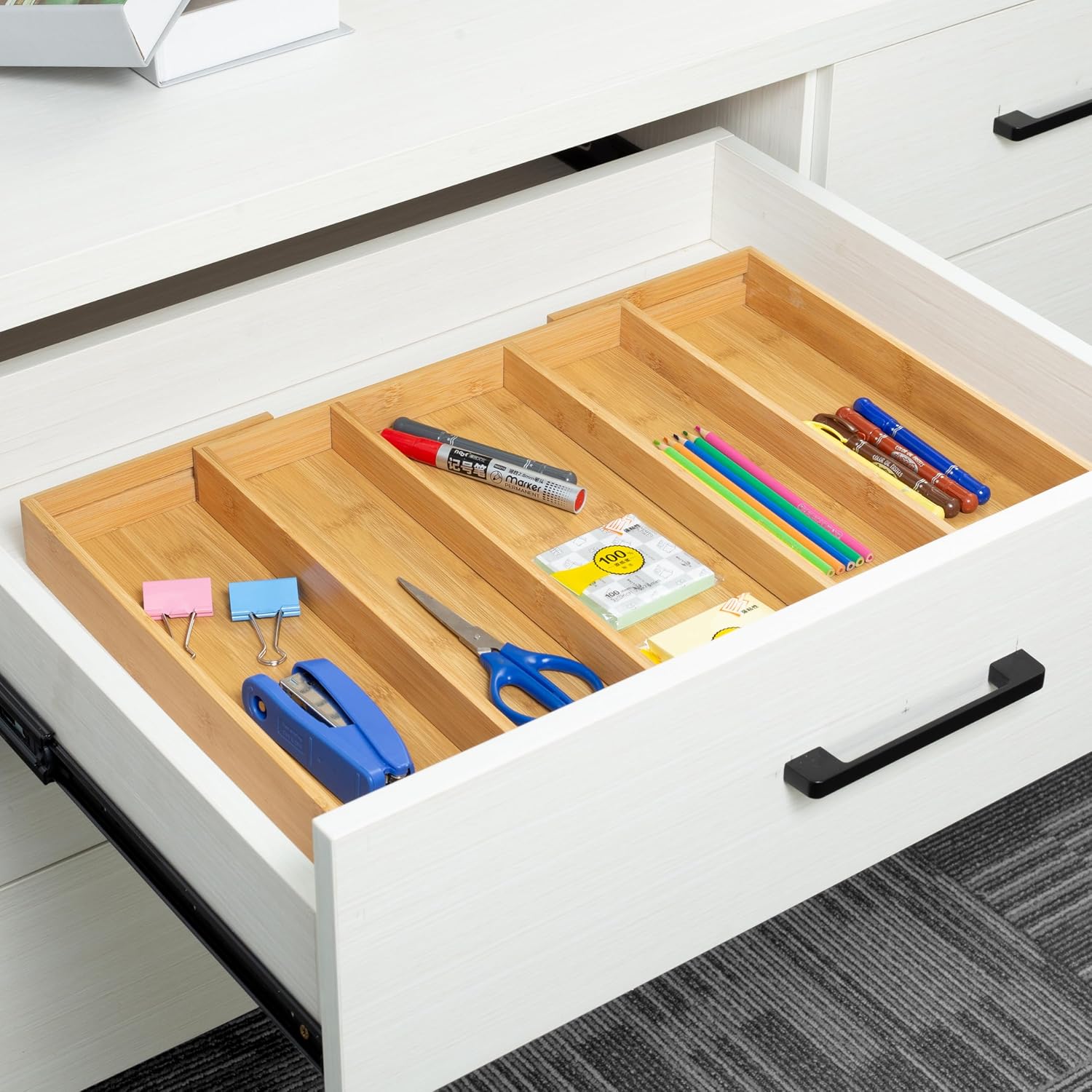Utoplike Bamboo Expandable Kitchen Drawer Organizer Silverware Utensil Tray - Image 5