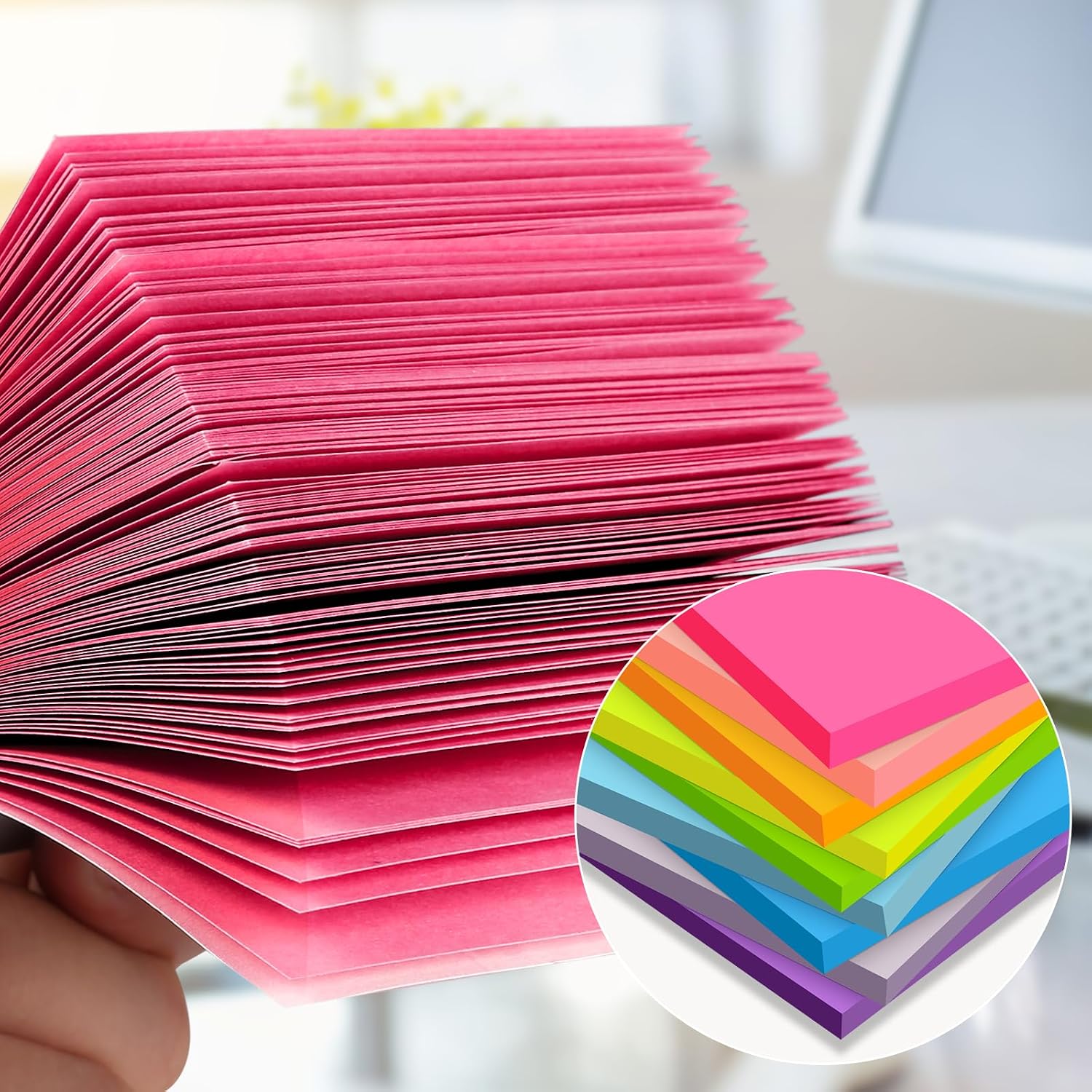 (18 Pads) Sticky Notes 3x3 inch, 9 Bright Colors Self-Stick Pads - Image 4