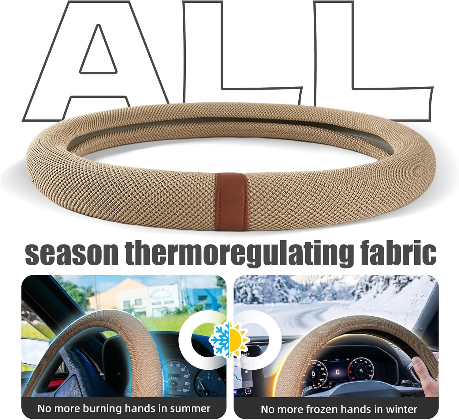 15" Silicone Steering Wheel Cover, Non-Slip Thermoregulating for All Season - Image 2
