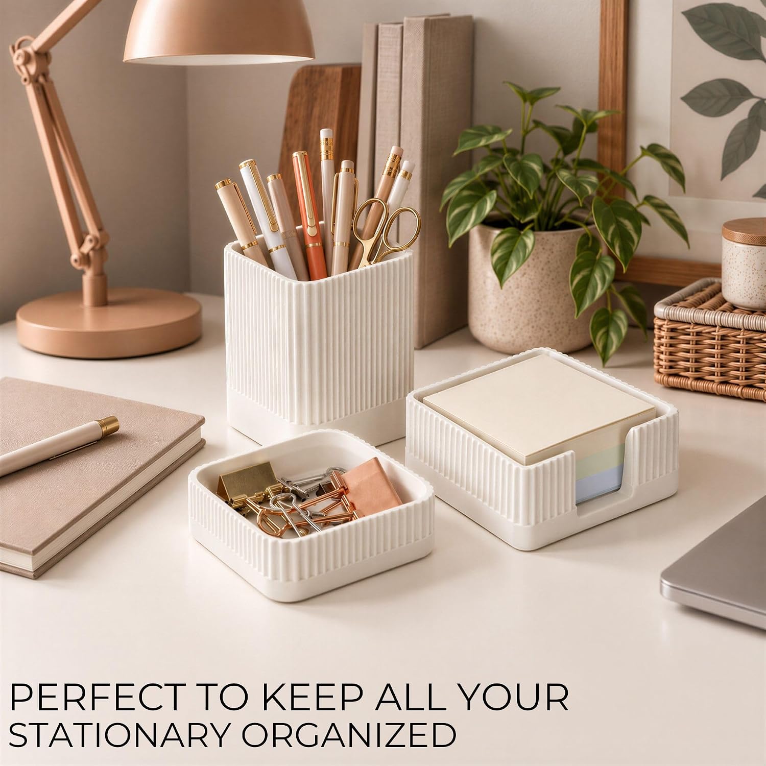 Aesthetic Desk Organizer Set of 3 - Sturdy Concrete Office Accessories - Image 4