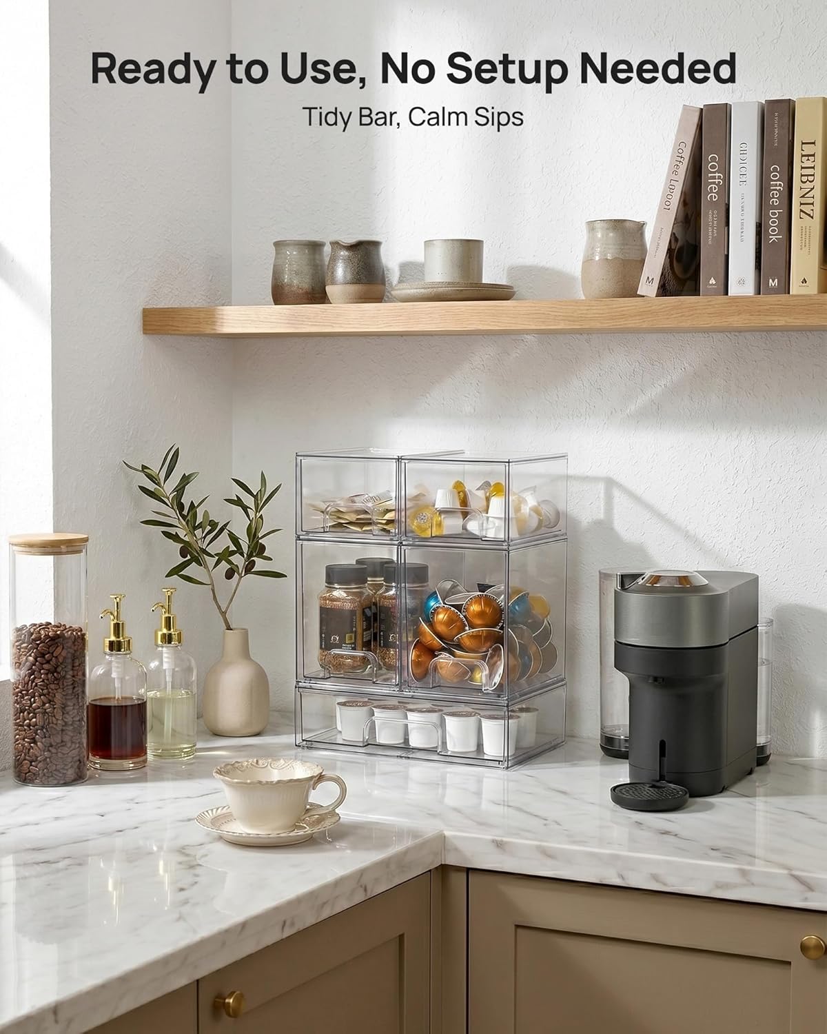 Vtopmart Clear Stackable Storage Drawers Set of 5, Plastic Organizer Bins - Image 2