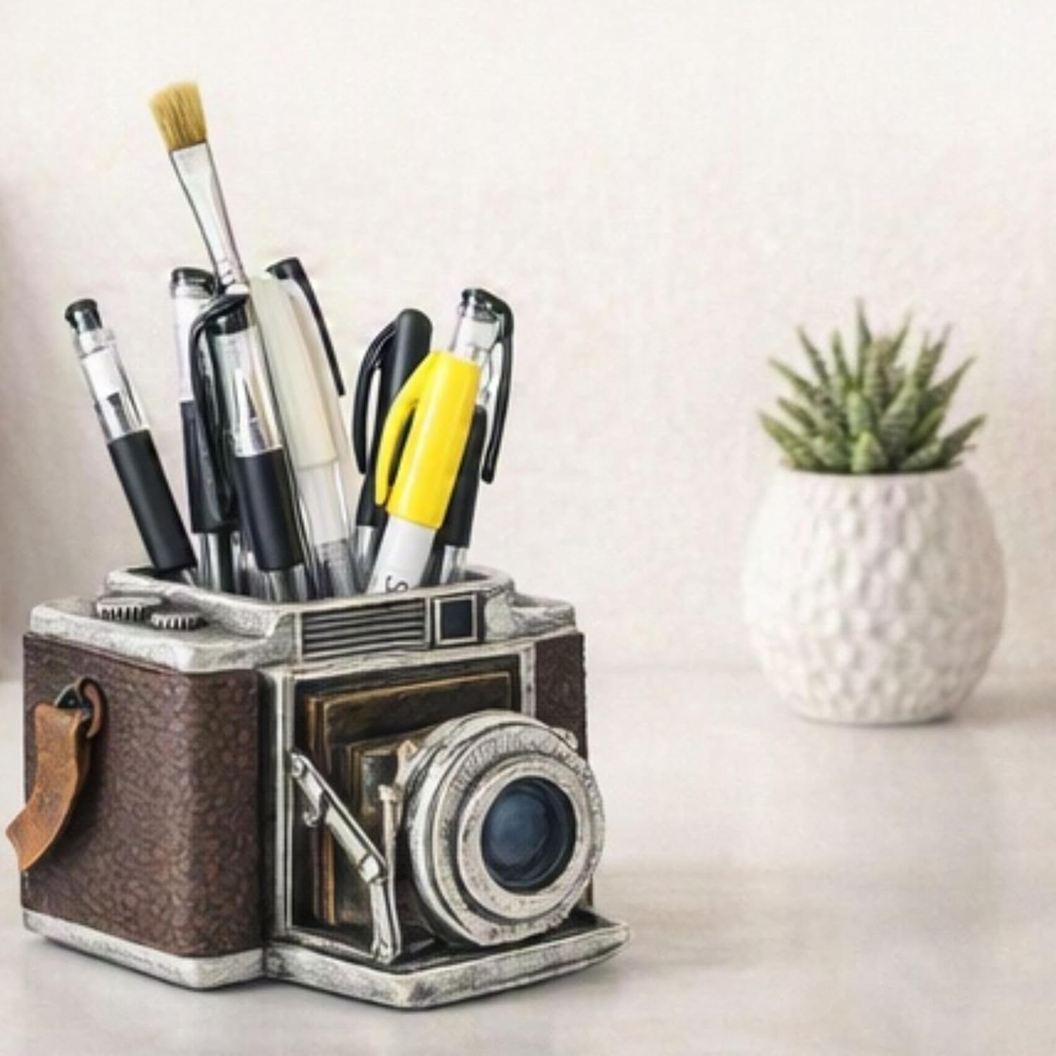 Bellaa Camera Pen Pencil Holder Vintage Retro Antique Style Shabby Chic - Image 5