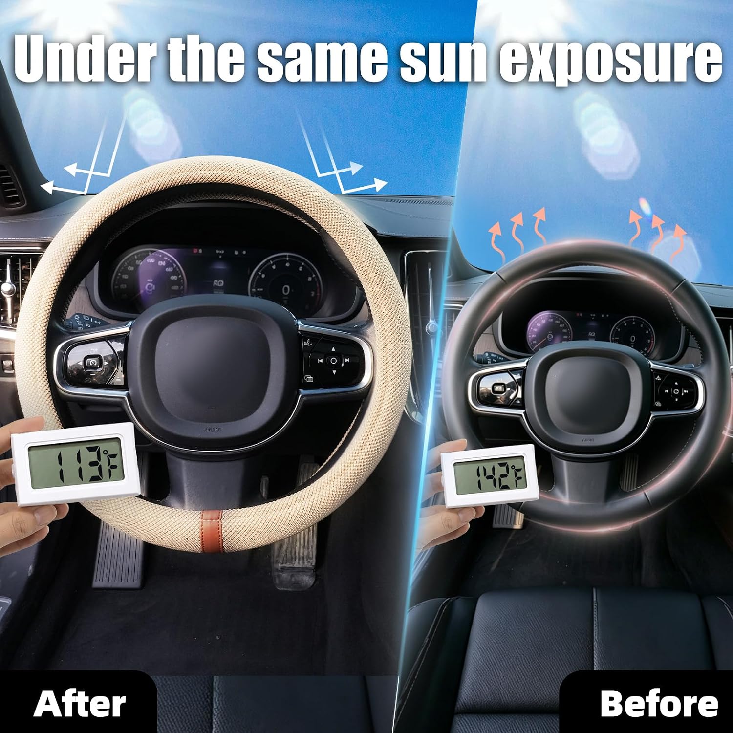 15" Silicone Steering Wheel Cover, Non-Slip Thermoregulating for All Season - Image 3