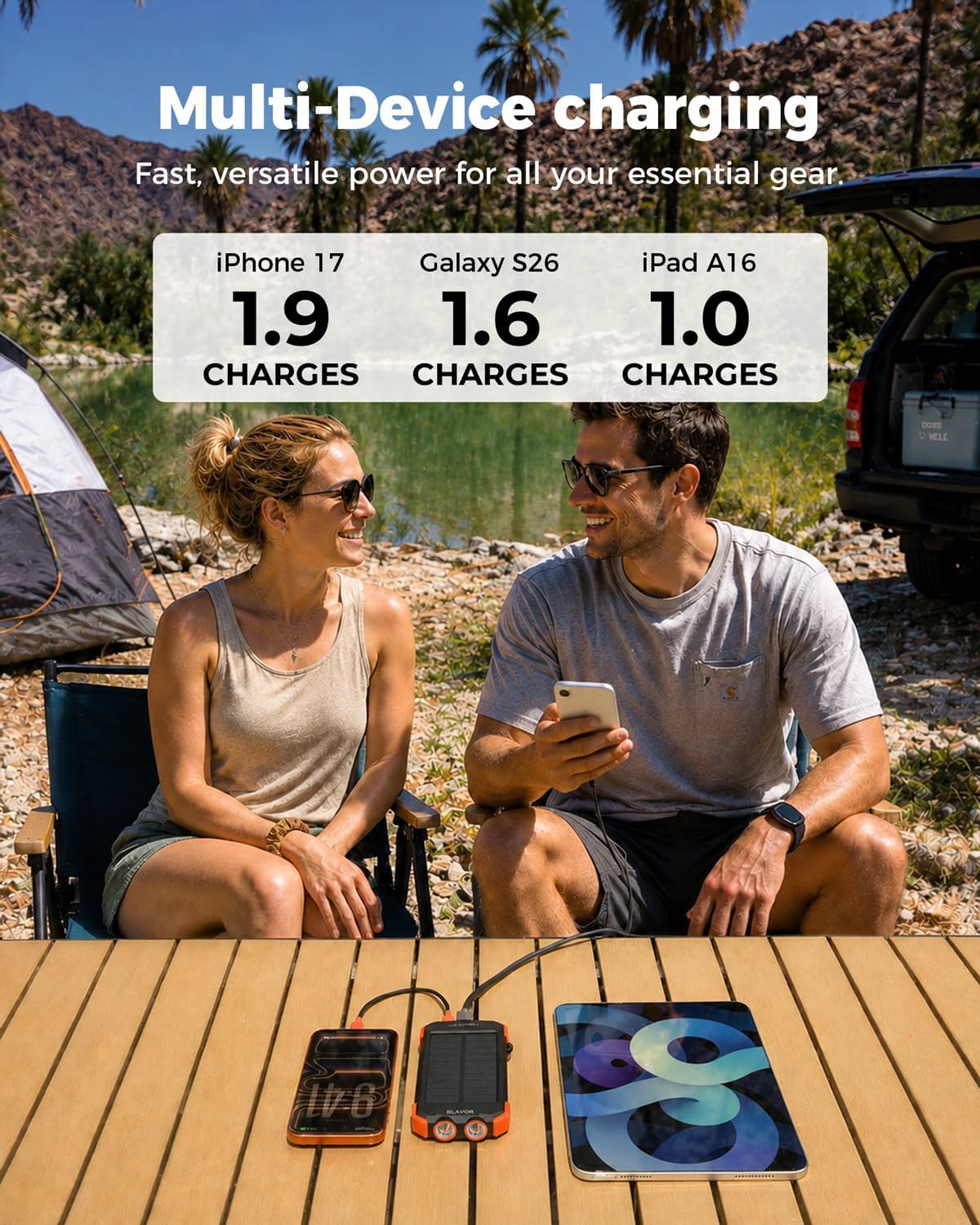 BLAVOR Solar Power Bank 10,000mAh Portable Wireless Charger for Cell Phones - Image 4
