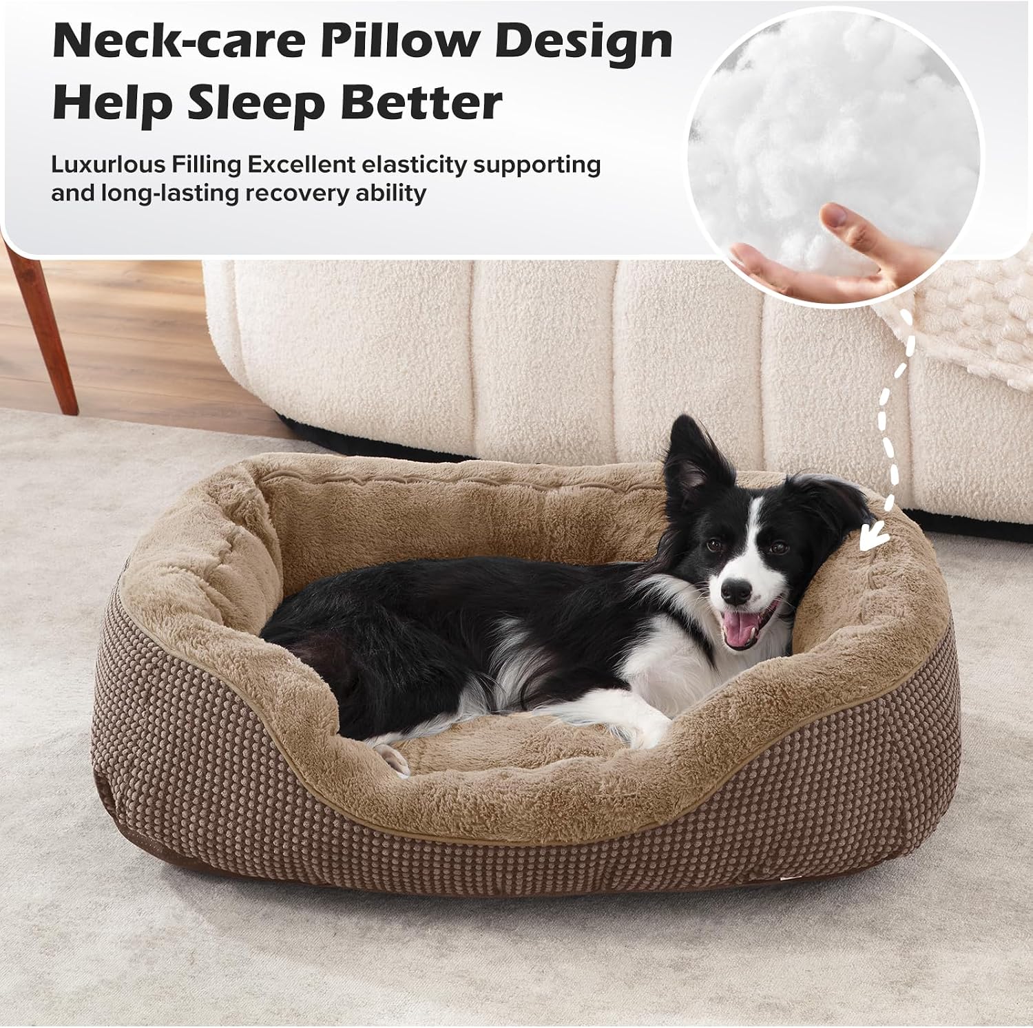 INVENHO Small Dog Bed Washable Orthopedic Calming Warming Durable Pet Bed with Anti-Slip Bottom - Image 3